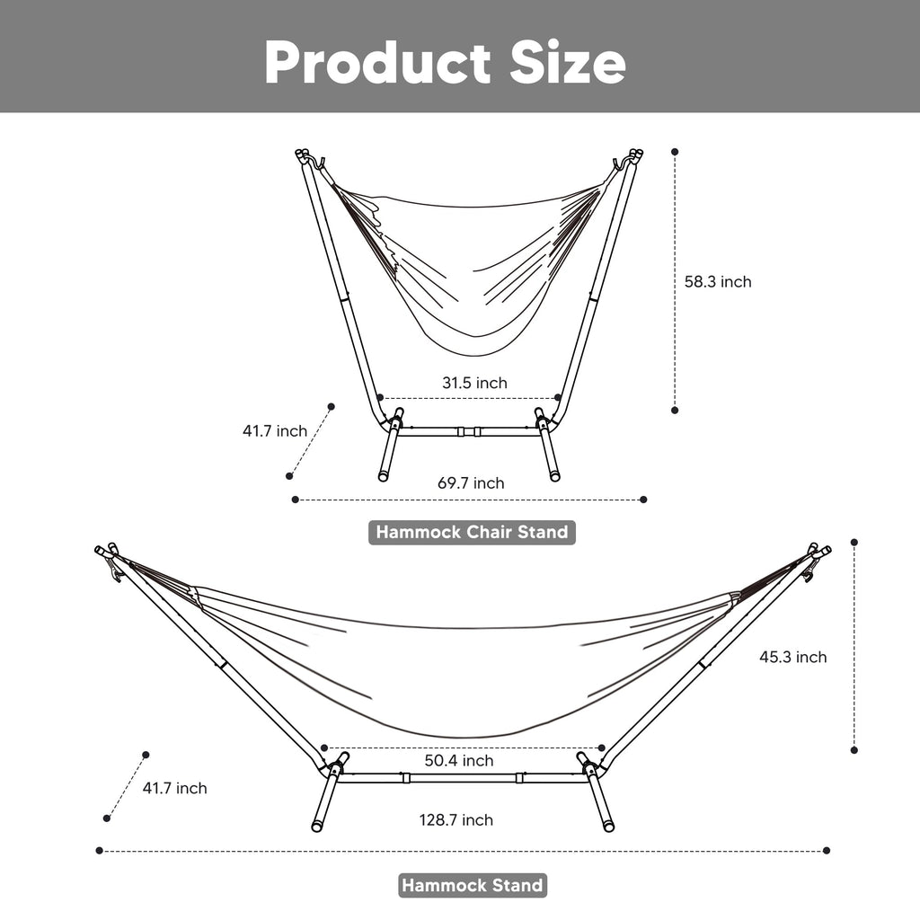 SUNCREAT 2-in-1 Convertible Free Standing Hammock with Stand Included, Camping Backyard Hammock with Stand, Patented, Blue & White Stripe