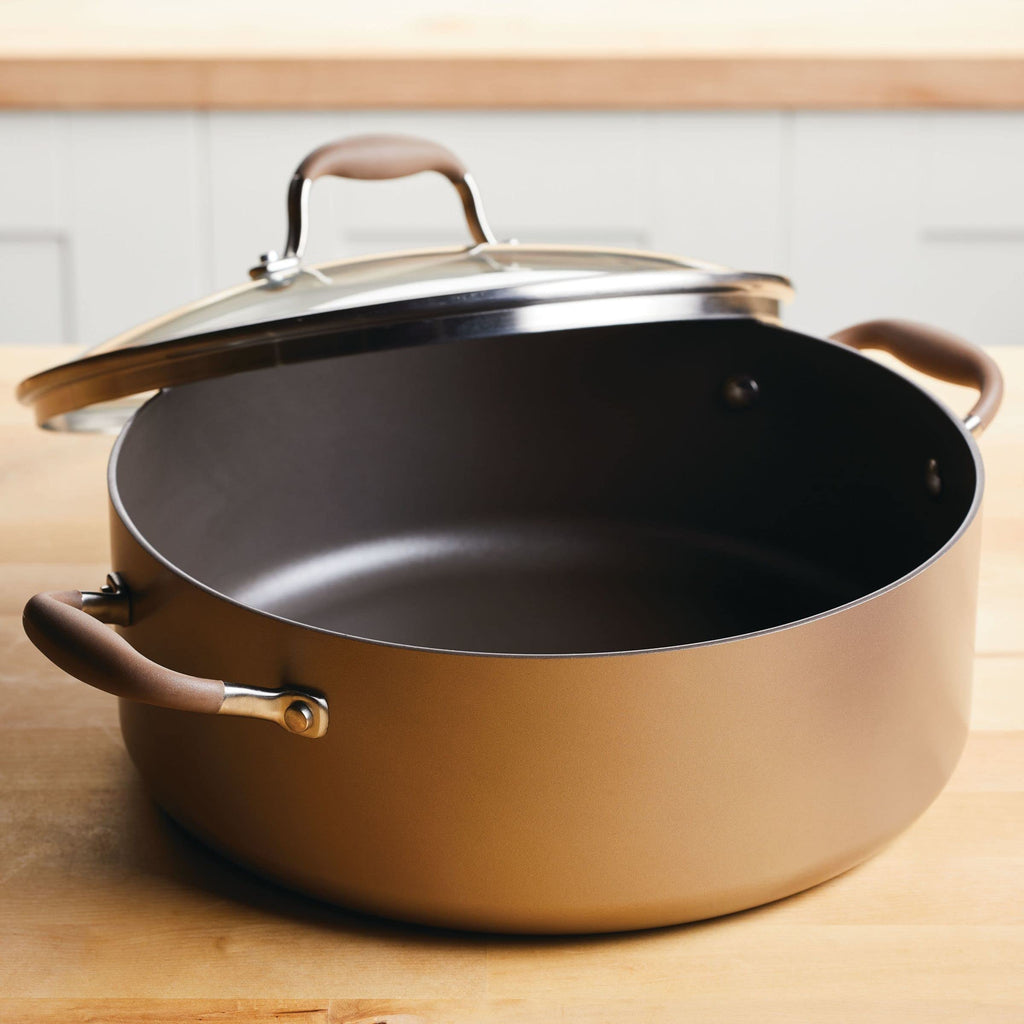 Anolon Advanced Home Hard Anodized Nonstick Sauce Pan/Saucepan with Straining and Lid, 2 Quart (2 Qt Straining Saucepan, Indigo)