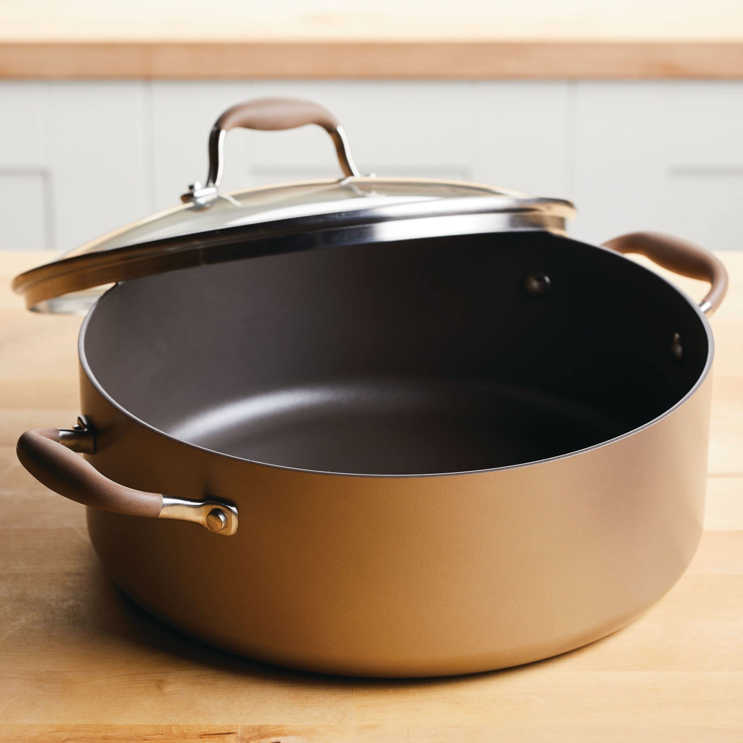 Anolon Advanced Home Hard Anodized Nonstick Sauce Pan/Saucepan with Straining and Lid, 2 Quart (2 Qt Straining Saucepan, Indigo)