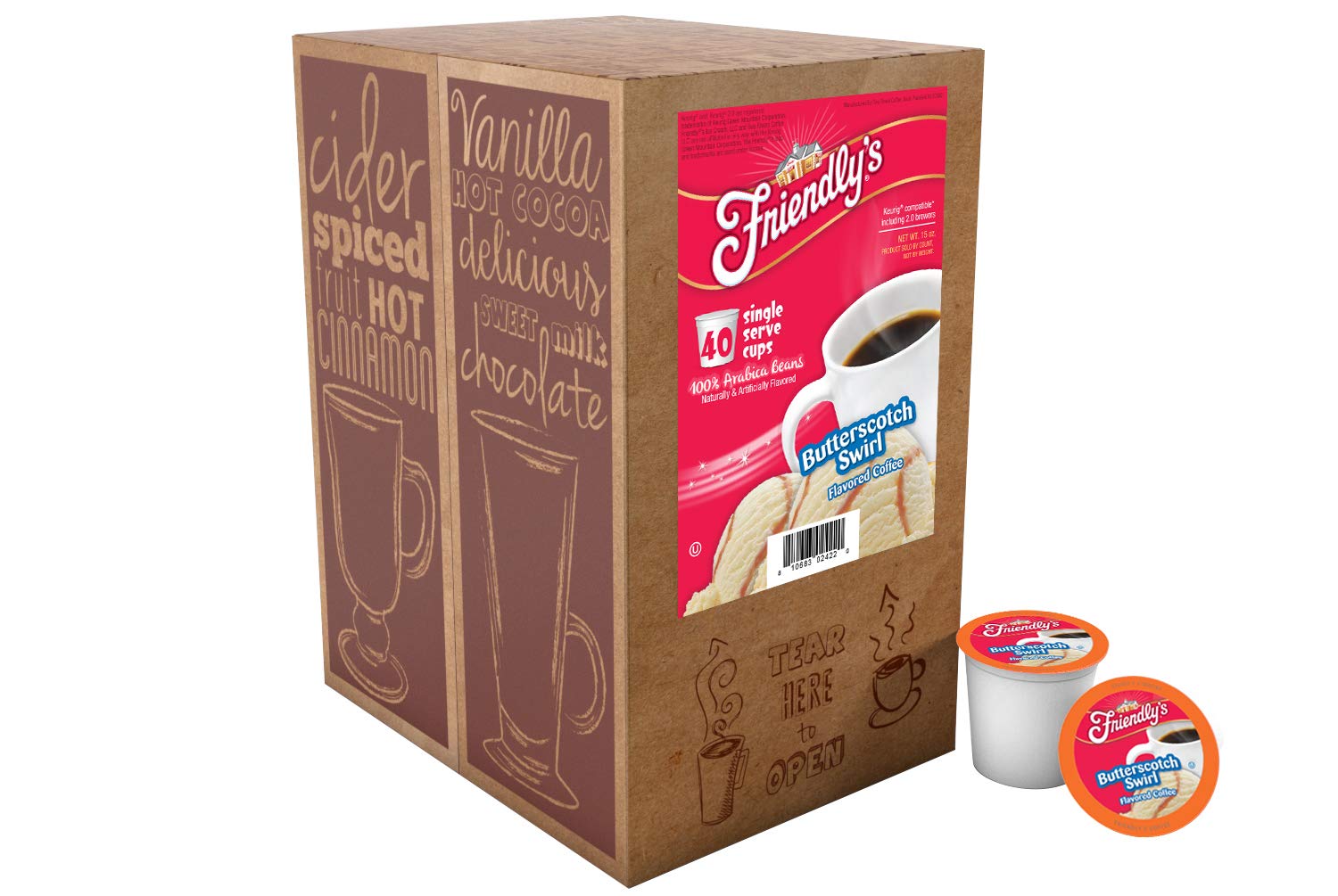 Friendly's Coffee Pods Assorted Flavored Ice Cream Variety Pack Compatible with Keurig K Cup Brewers, Assorted Variety Pack, 40 Count (Pack of 1)