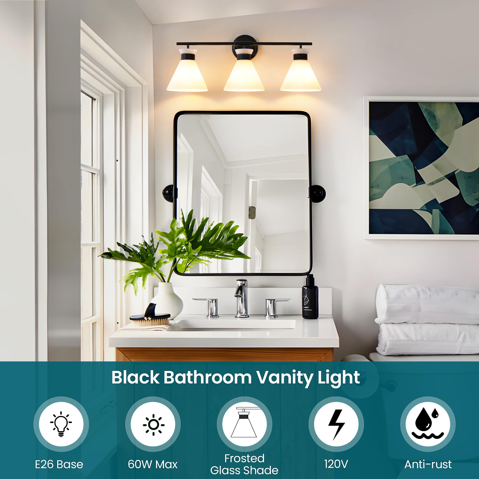 WOSHITU Gold Bathroom Light Fixtures: Modern Vanity Lighting Fixtures 2 Lights for Bathroom Mid Century Vanity Light Sconces Over Mirror with Frosted Milky Glass for Bath Bedroom Makeup