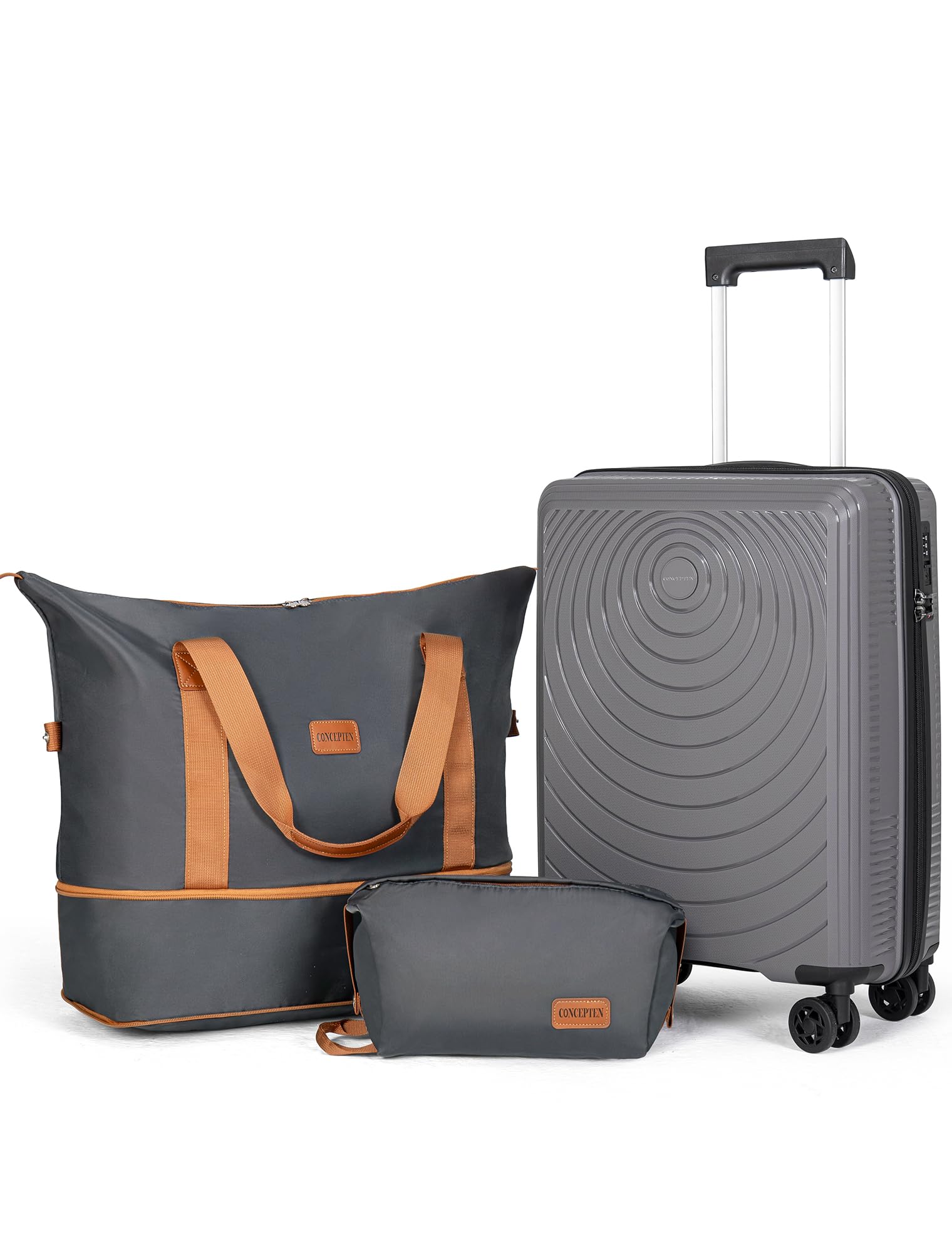 CONCEPTEN Luggage Sets,Suitcases with Wheels, Hardshell Suitcase Set, PP Carry on Luggage Set with TSA Lock, Travel Luggage (Black, Bag Type)
