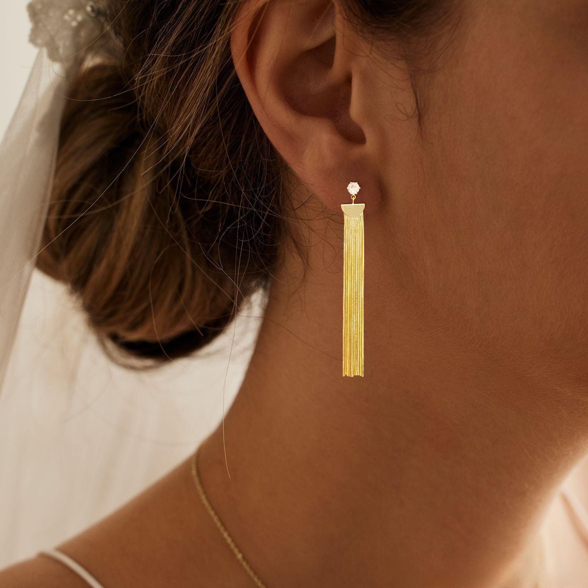 Gold Earrings for Women Trendy, Simple Dainty 14K Gold Plated Paperclip Square Chain Link Dangle Hoops Earrings Pin Stud Huggie Earrings Lightweight Hypoallergenic Minimalist Aesthetic Gold Jewelry for Christmas Gifts