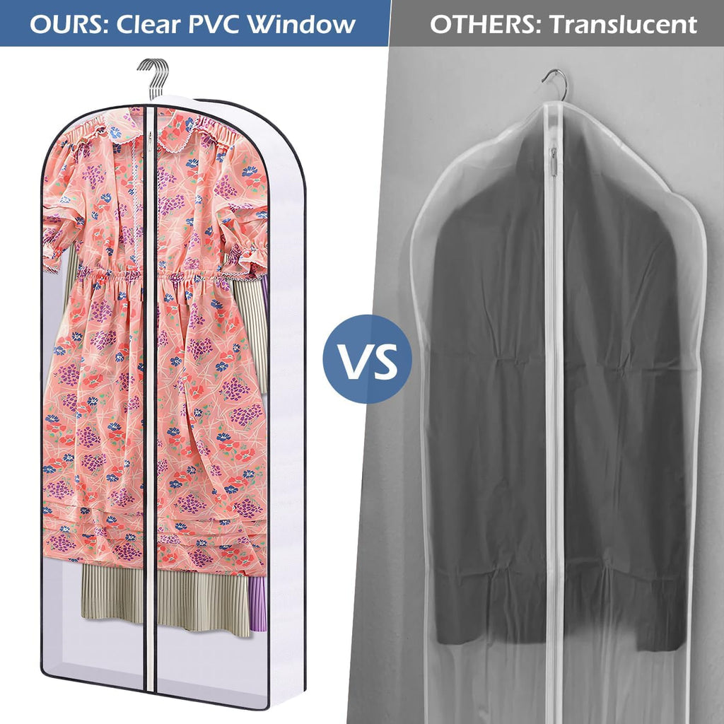 SLEEPING LAMB 60" Gusseted Garment Bags for Closet Storage Clear Dress Bag Hanging Clothes Storage for Long Gowns, Coats, Sweaters, 2 Packs