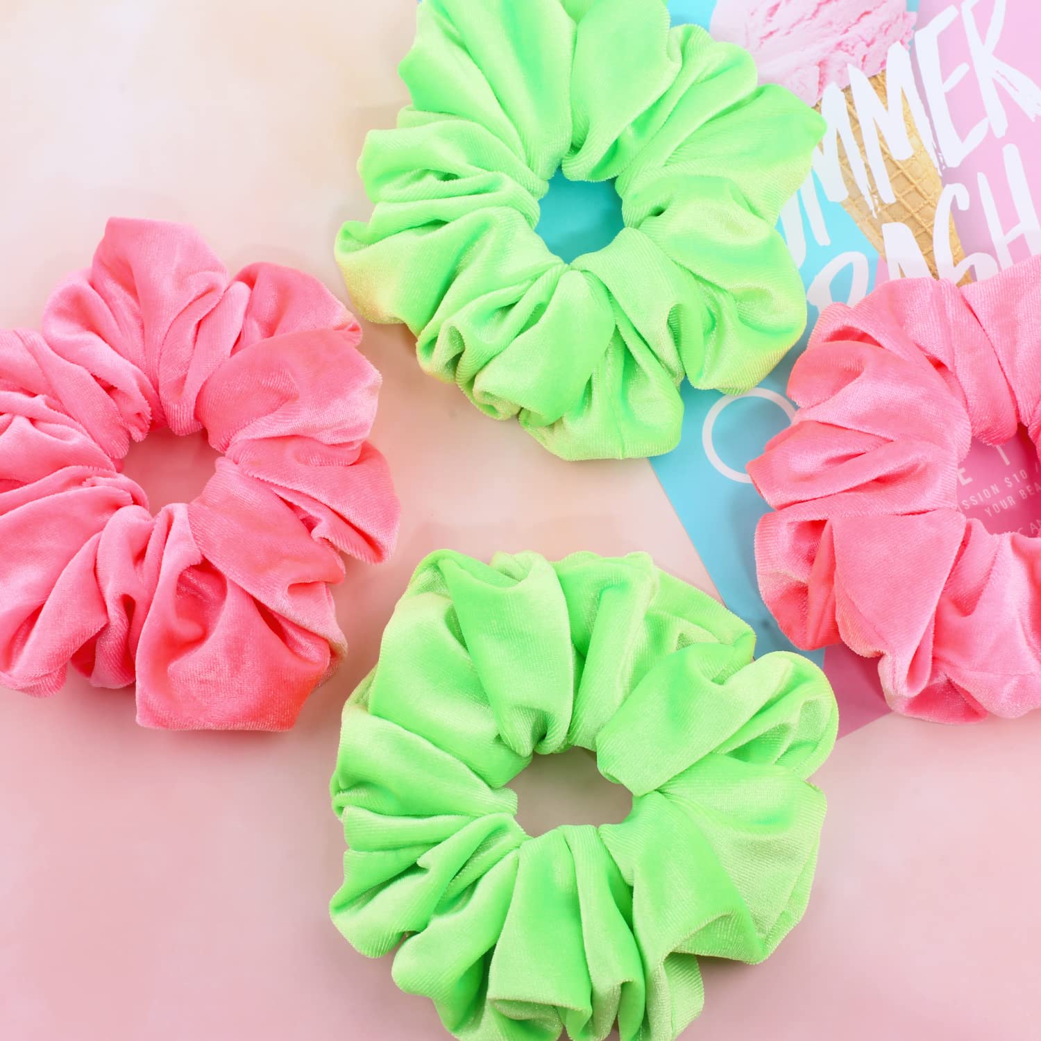 IVARYSS Extra Large Scrunchies for Women's Hair, Premium Satin Soft Jumbo Scrunchy, XL 6 inch Big Elastic Thick Band Hair Accessories, 4 Pack, Dots