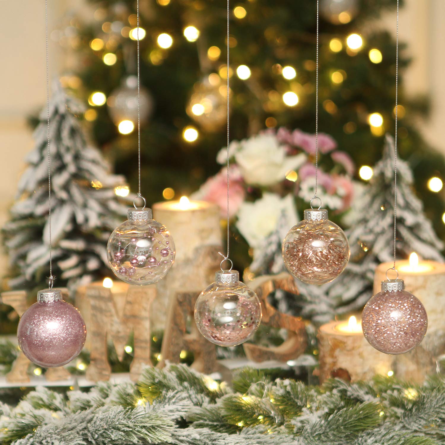 Sea Team Shatterproof Clear Plastic Christmas Ball Ornaments Decorative Xmas Balls Baubles Set with Stuffed Delicate Decorations (80mm/3.15 inch 20-Pack, Babyblue)