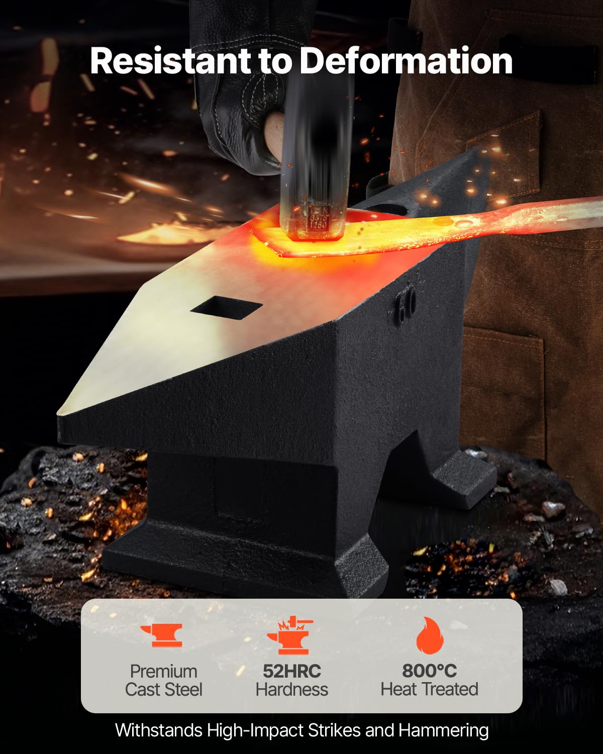VEVOR Single Horn Anvil, 9 Lbs Cast Steel Anvil, High Hardness Rugged Round Horn Anvil Blacksmith, Compact Design and Stable Base, Forge Tools and Equipment, Metalsmith Tool for Bending and Shaping