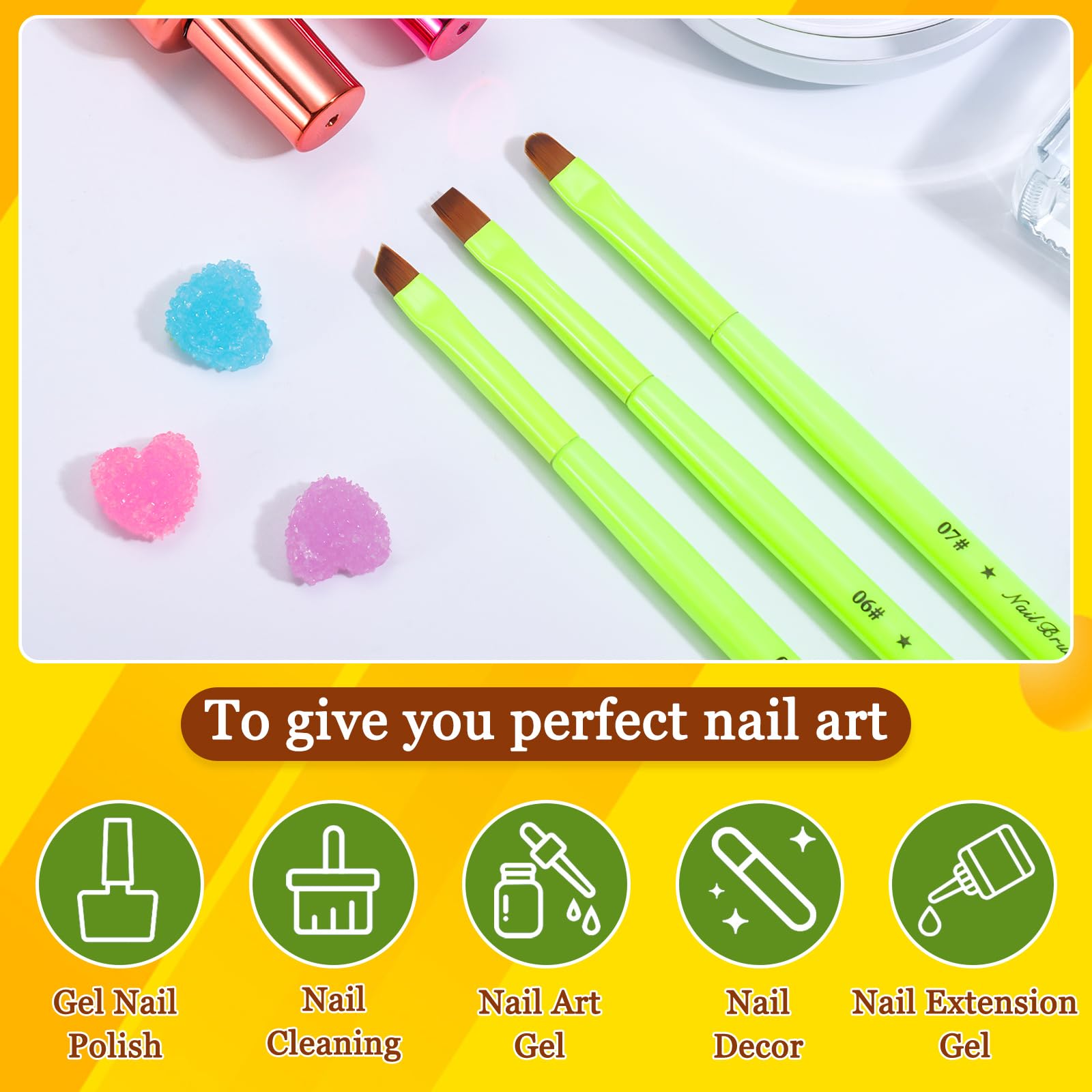 Nail Art Clean Up Brushes,Nail Brushes for Cleaning Polish Mistakes on the Cuticles, Acetone Resistant Nail Brush, Fingernail Cleaning Brushes for Nail Art and Designs (2 Pcs Round&Angled)
