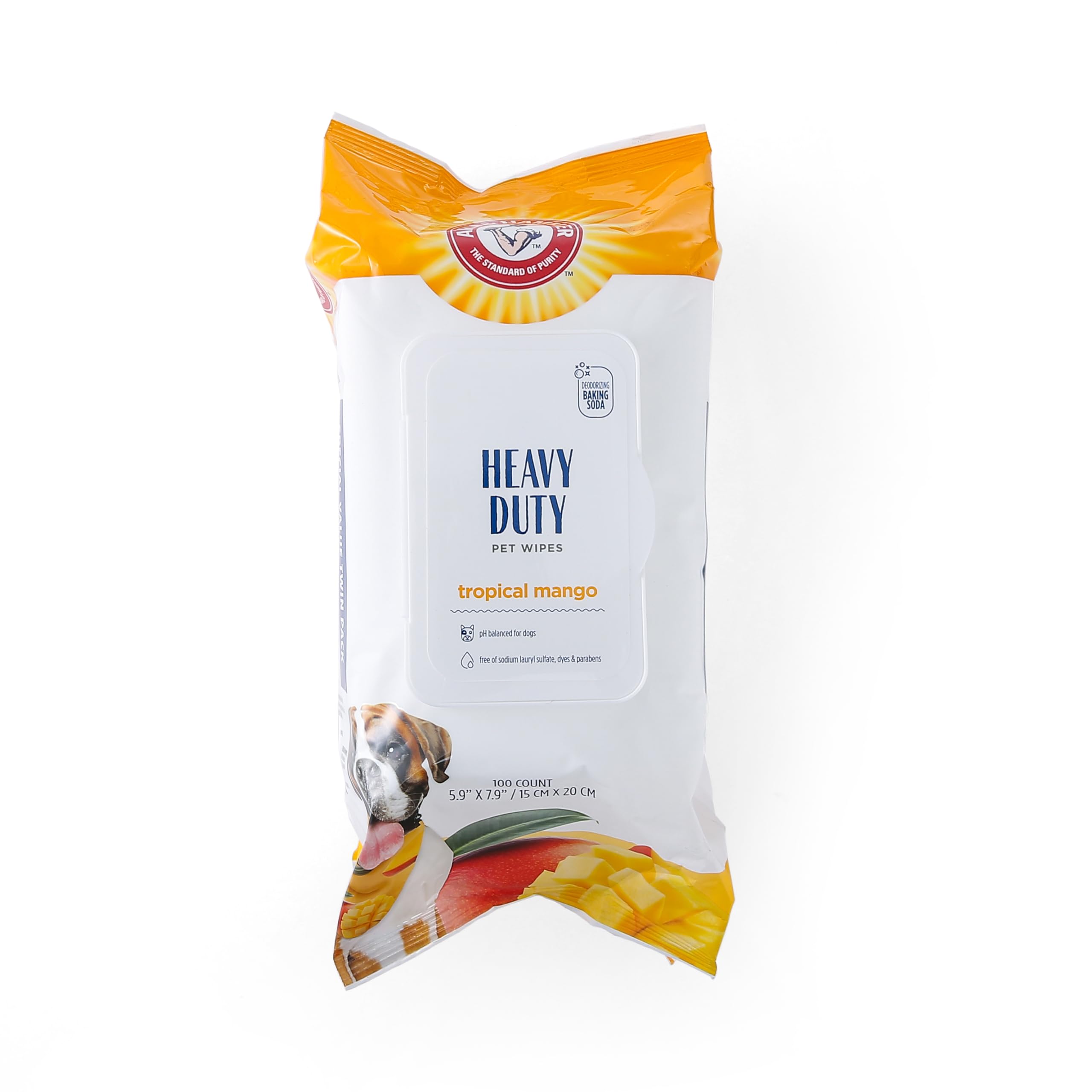 Arm and Hammer for Pets Heavy Duty Multipurpose Dog Bath Wipes, Mango Scent, Travel Size - All Purpose Wipes That Remove Odor and Refresh Dog Coat Between Baths, 30 Count