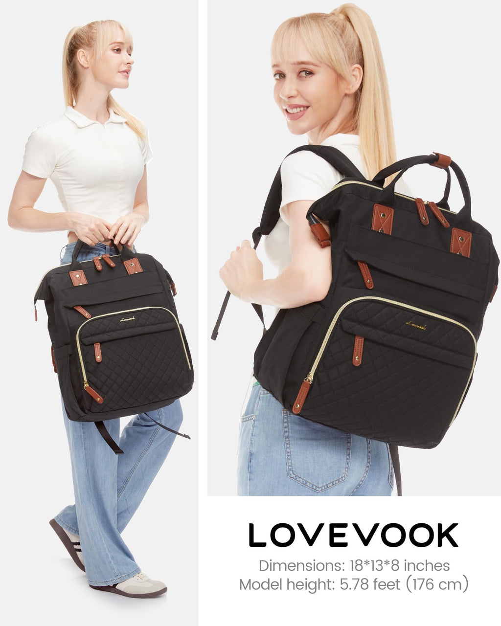 LOVEVOOK Laptop Backpack for Women, 15.6 inch Waterproof Nurse Bag Teacher Work Backpack Purse for Women, Travel Computer Backpack for College Office Business Ladies