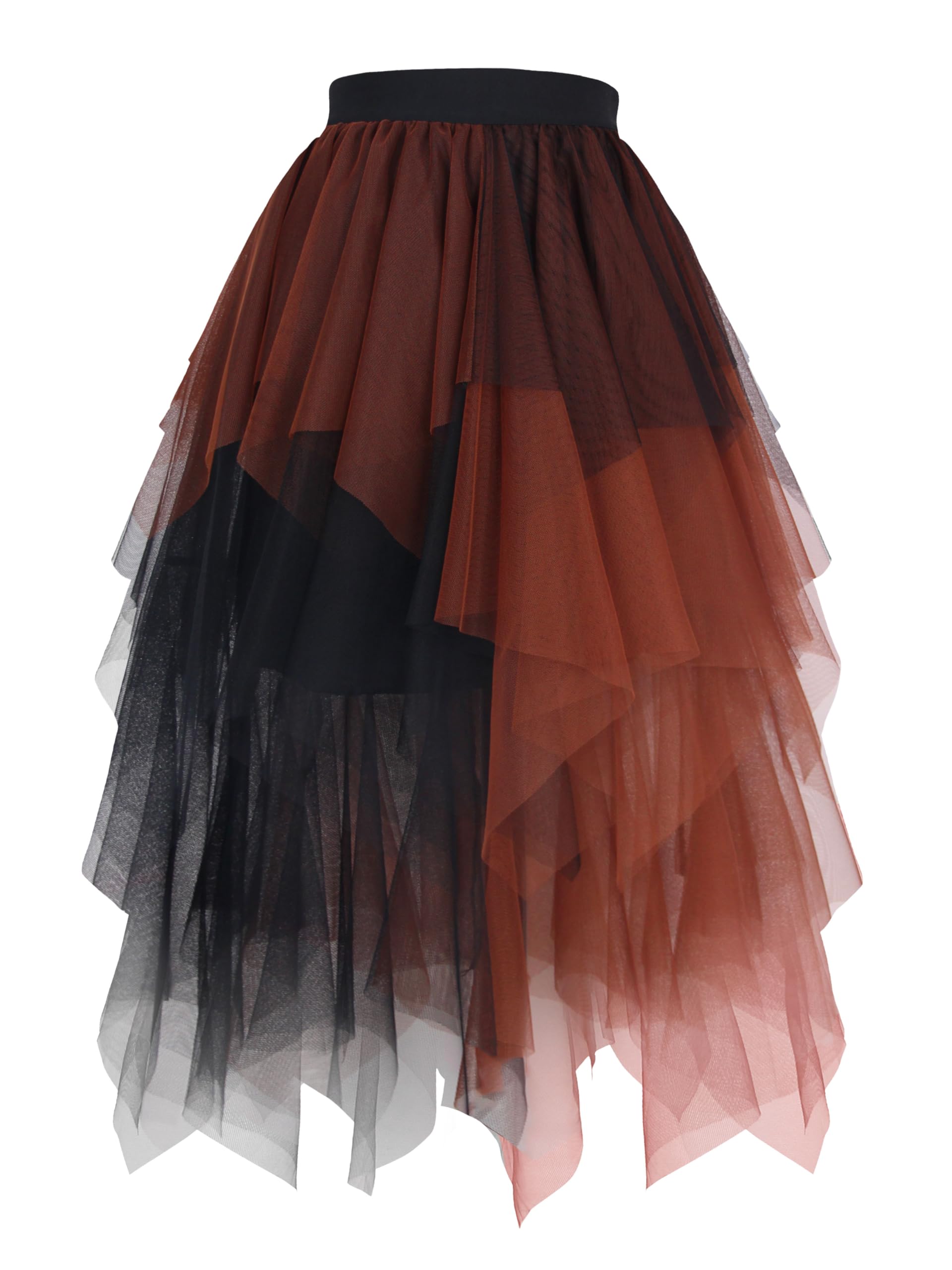 Hanpceirs Women's Tulle Skirts High Low Layered A-line Midi Skirt Irregular Tutu for Women