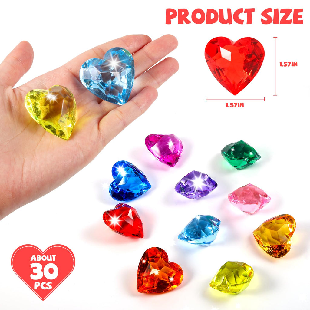 Niceup 26PCS Blue Fake Diamonds Gem Toys, 1.5in Pool Diving Gems Acrylic Plastic Gemstones for Kids, Party Décor Jewels Treasure Hunt Hiding Sensory Bin Filler Toys Craft Supplies