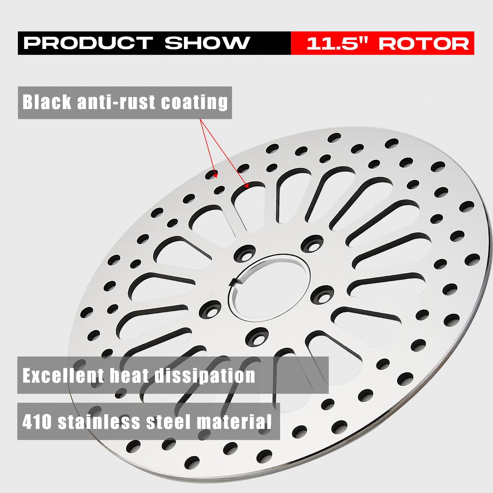 1 Piece Front Rotor and 1 Piece Rear Rotor 11.5'' set for Harley Davidson Touring Softail Sportster Dyna Early Super Glide Motorcycle,Heat Dissipation Mirror-Polished Stainless Steel Rotors