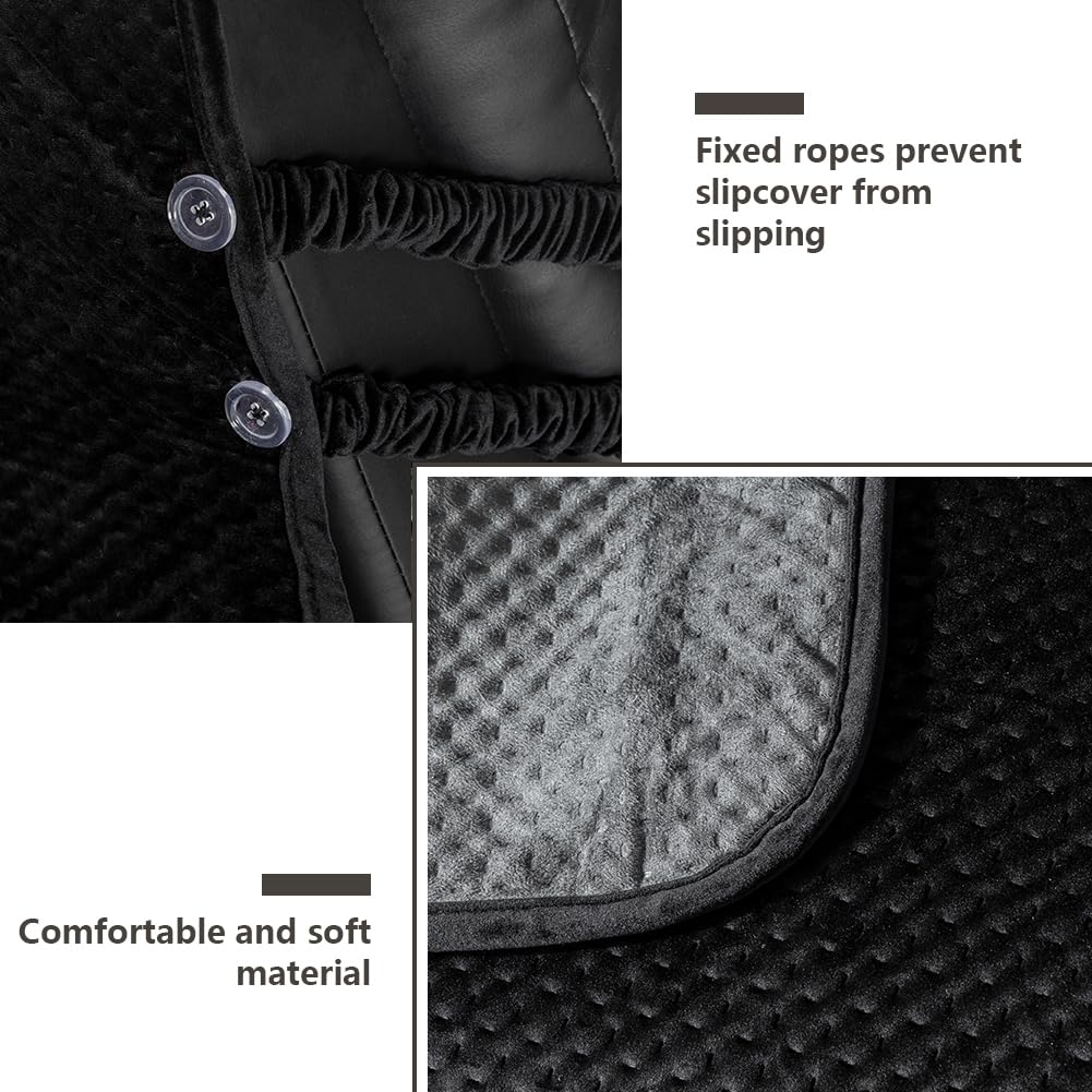 STONECREST Recliner Chair Cover, Water Resistant Velvet Quilted Slipcover, Stay in Place (Black/Grey, Recliner 23" Regular)
