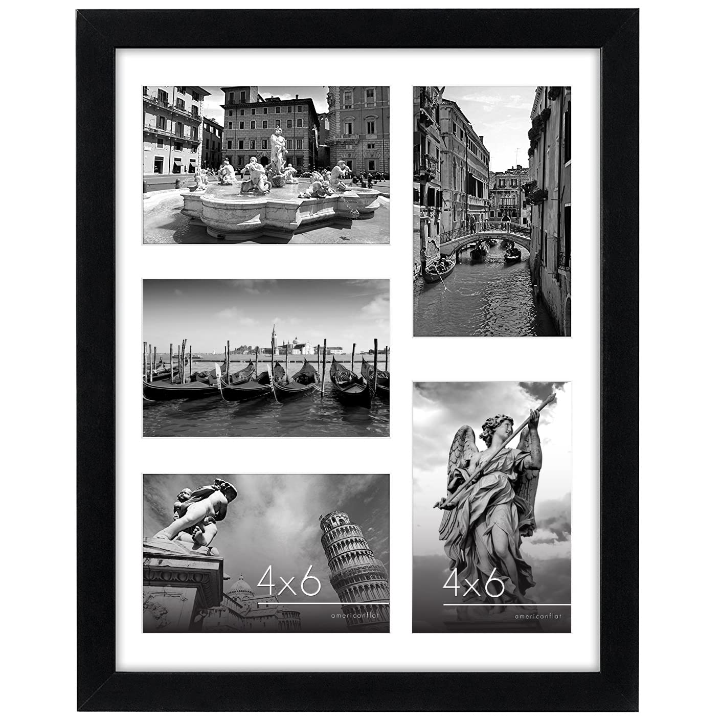 Americanflat 4x6 Double Picture Frame with Shatter-Resistant Glass - Fits Two 4x6 Photos or use as One 6x14 Frame - Signature Collection - Collage Frames for Tabletop and Wall Display - Black