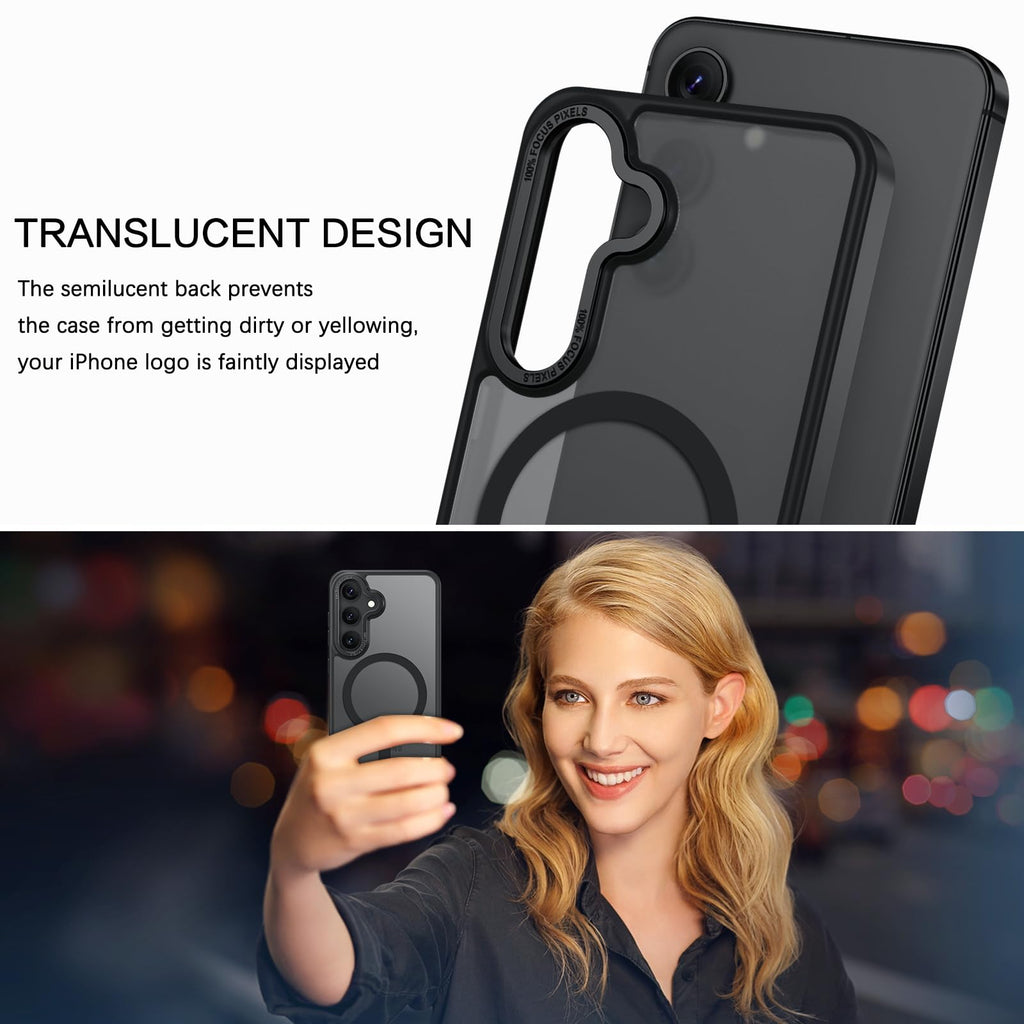 BENTOBEN Magnetic for Samsung Galaxy S24 Plus Case [Compatible with Magsafe] Translucent Matte Slim Thin Shockproof Anti-Yellow Women Men Protective Phone Cases Cover for Samsung S24 Plus 6.7", Black