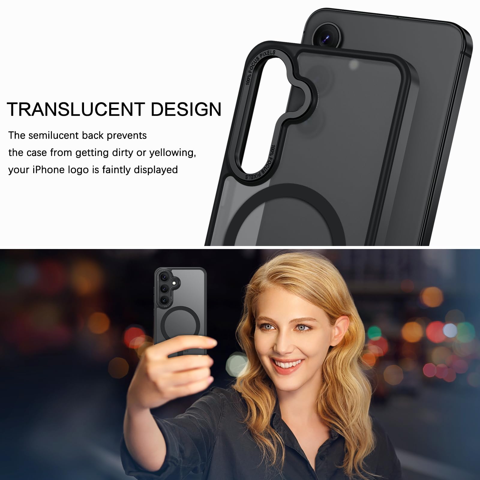 BENTOBEN Magnetic for Samsung Galaxy S24 Plus Case [Compatible with Magsafe] Translucent Matte Slim Thin Shockproof Anti-Yellow Women Men Protective Phone Cases Cover for Samsung S24 Plus 6.7", Black