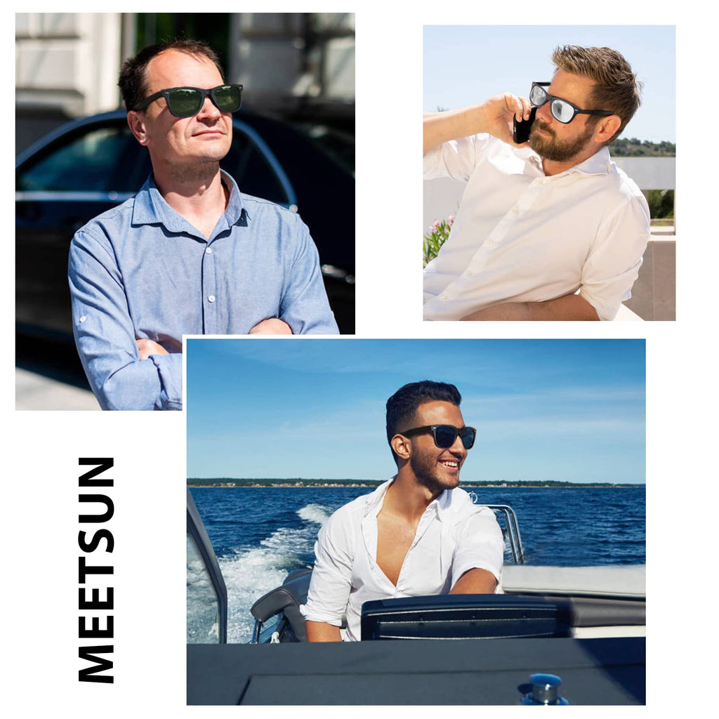 MEETSUN Retro Polarized Sunglasses for Women Men Classic Mirror Lens Driving Trendy Sun Glasses UV Protection (3 Pack)