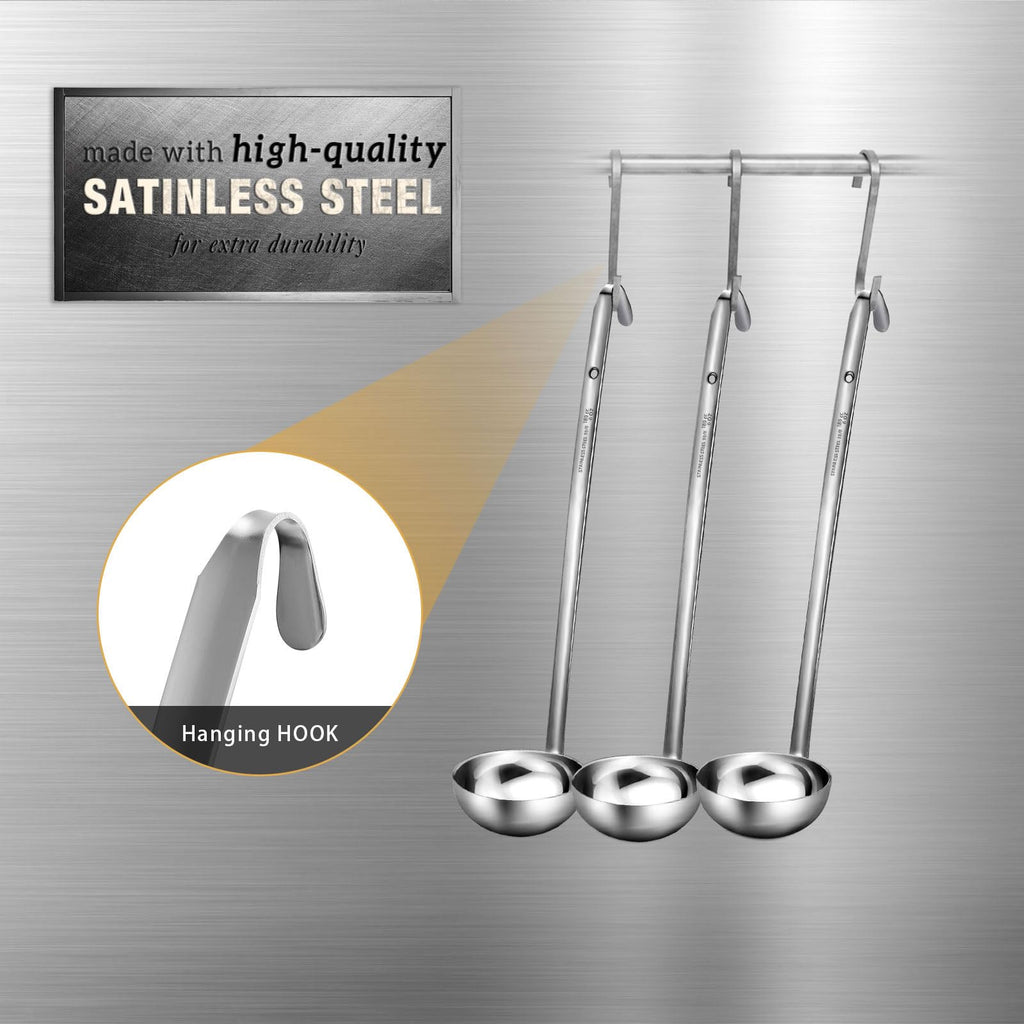 meekoo 1 Pieces Stainless Steel Ladle Soup Handle Ladle with Pouring Rim for Kitchen Cooking Soup Sauce (1 oz)