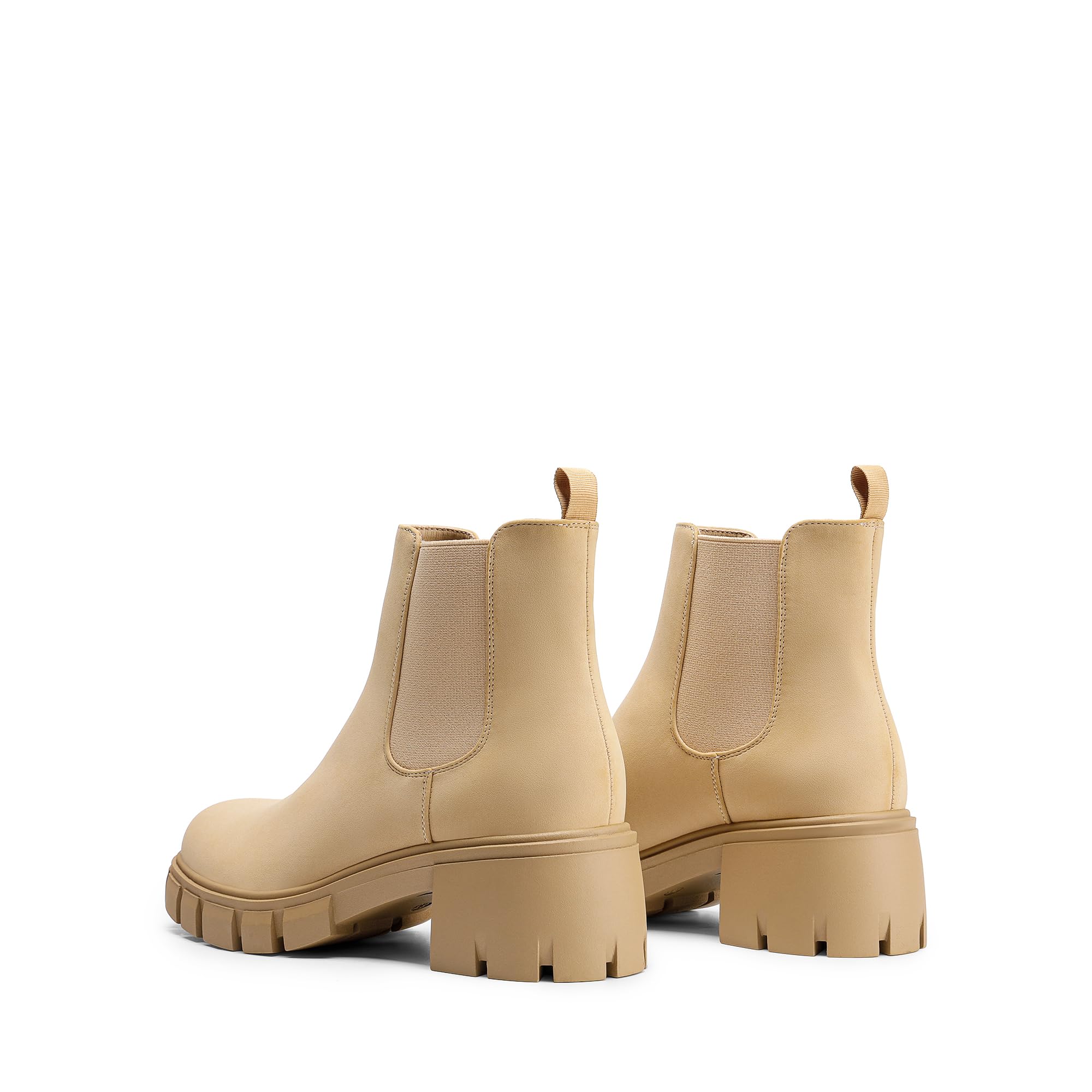 DREAM PAIRS Women's Elastic Chelsea Ankle Boots Platform Low Chunky Block Heel Lug Sole Slip on Fall Heeled Booties Shoes