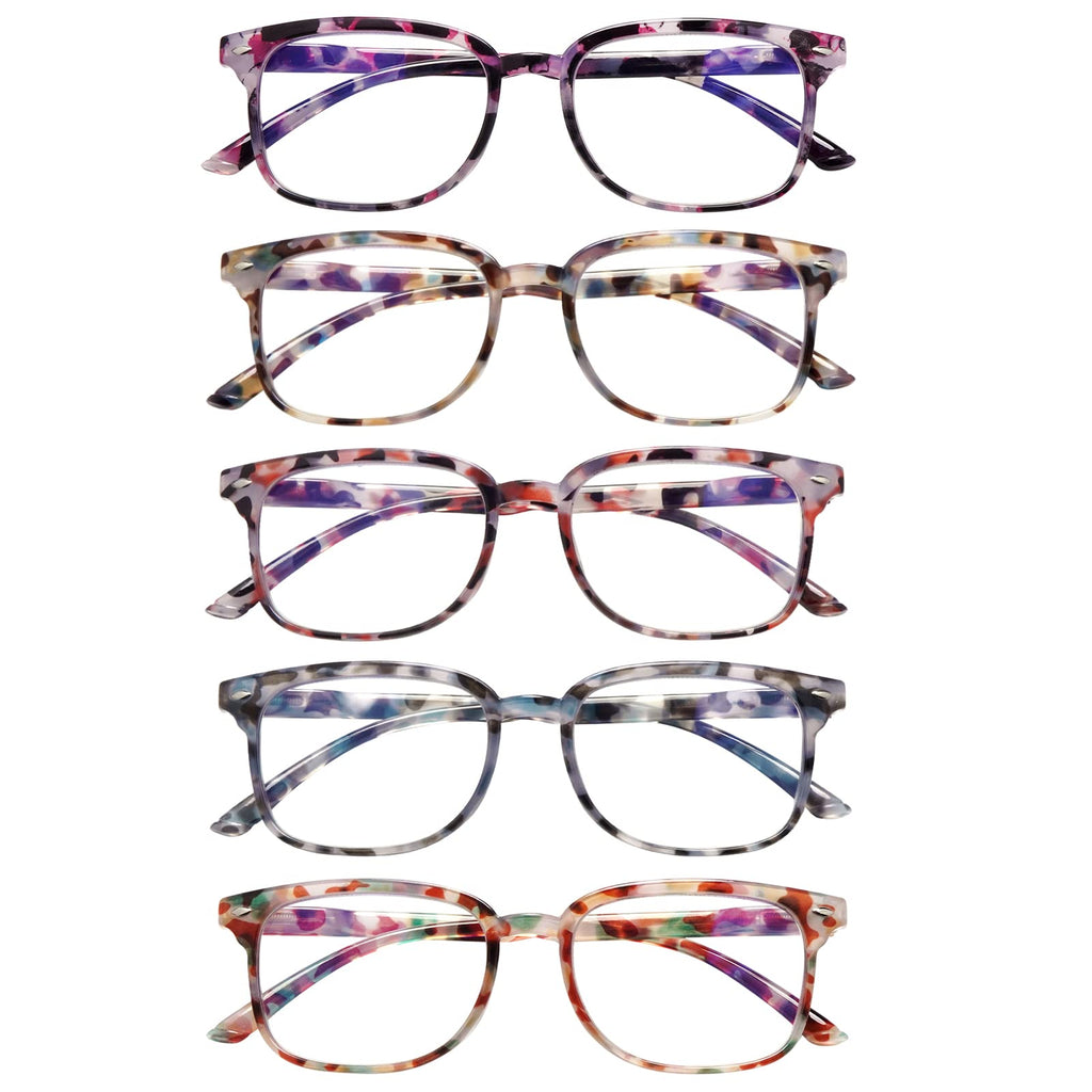 5 Pack Reading Glasses Blue Light Blocking for Women,Computer Readers with Spring Hinge