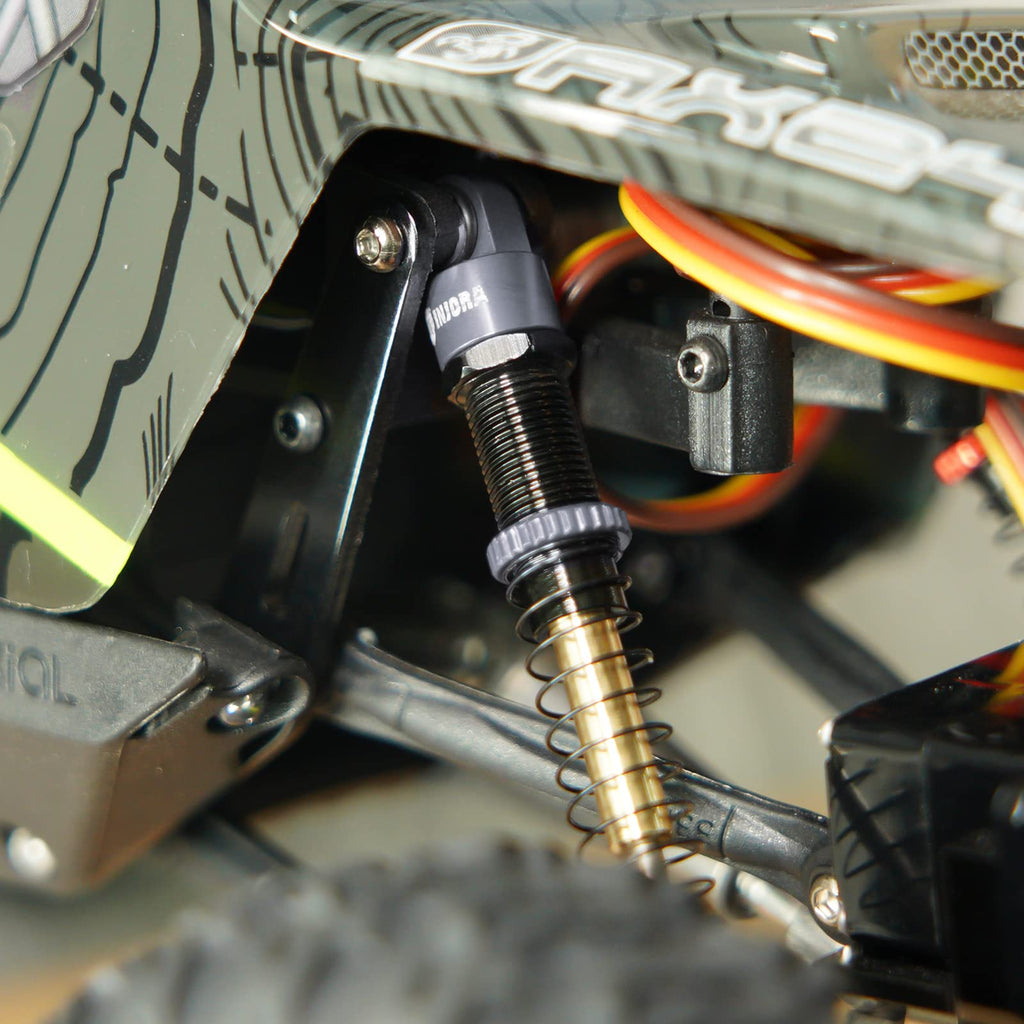 INJORA 51mm Shocks-Long Travel Threaded Double Barrel Damper for Axial AX24 SCX24 Upgrade 1/24 RC Crawler（Gold）