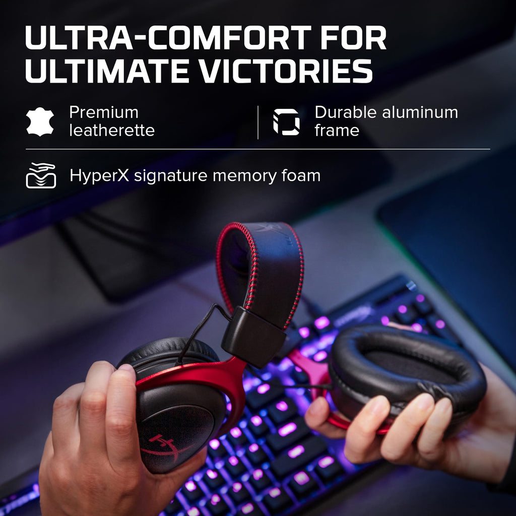 HyperX Cloud II Gaming Headset - 7.1 Surround Sound - Memory Foam Ear Pads - Durable Aluminum Frame - Multi Platform Headset - Works with PC, PS4, PS4 PRO, Xbox One, Xbox One S - Red (KHX-HSCP-RD)