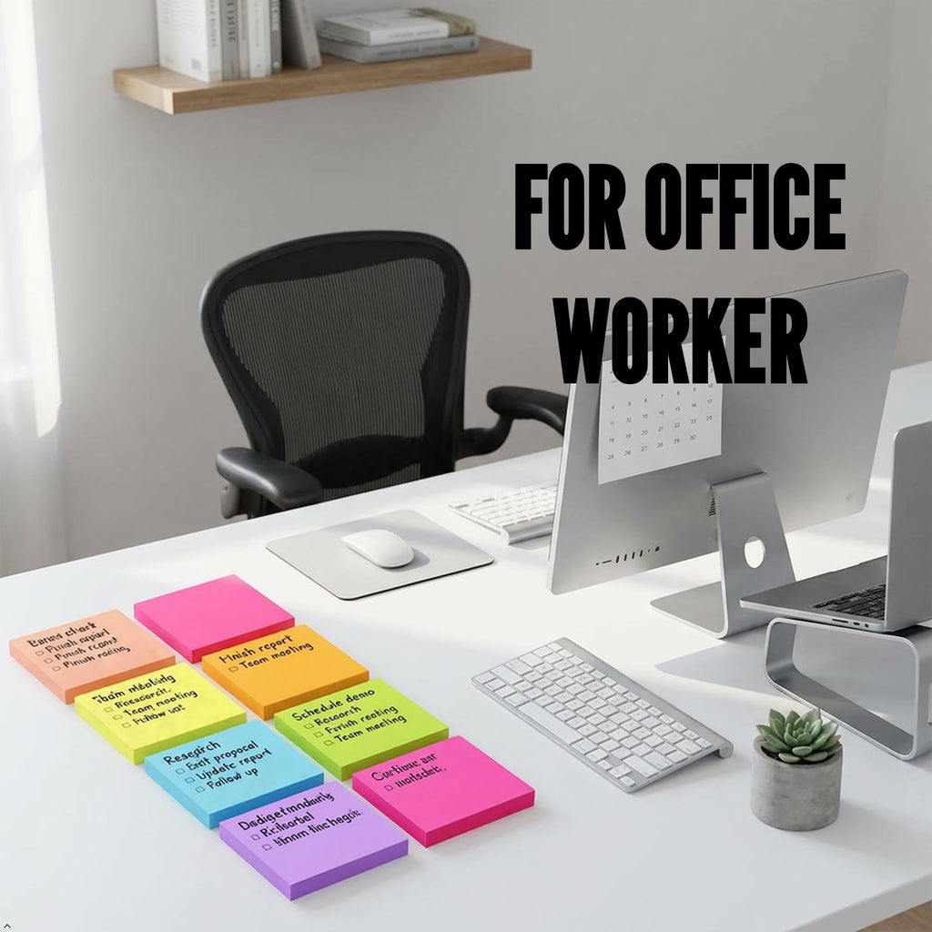 Sticky Notes 3x3 Inches,Bright Colors Self-Stick Pads, Easy to Post for Home, Office, Notebook, 82 Sheets/pad