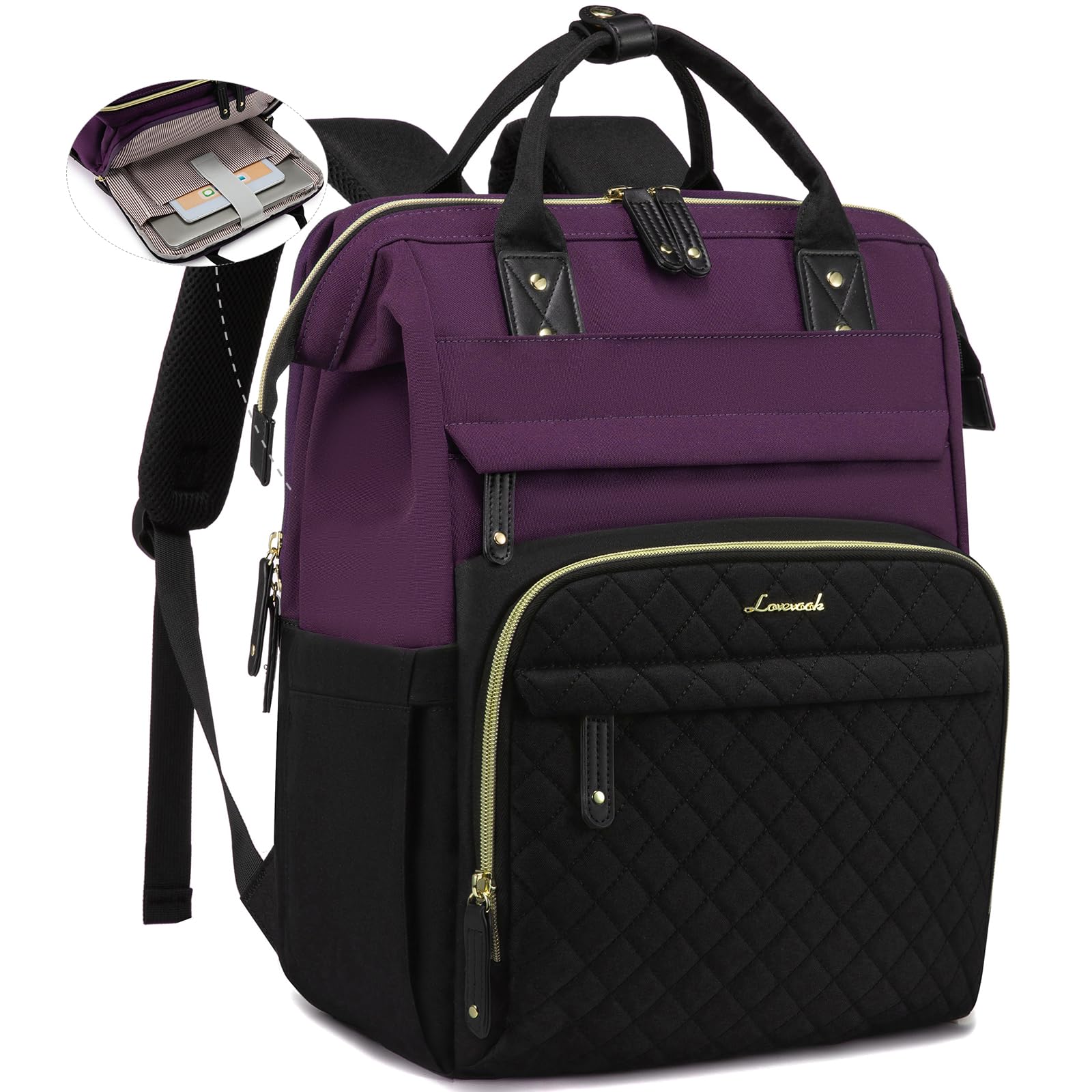 LOVEVOOK Laptop Backpack for Women, 15.6 inch Waterproof Nurse Bag Teacher Work Backpack Purse for Women, Travel Computer Backpack for College Office Business Ladies