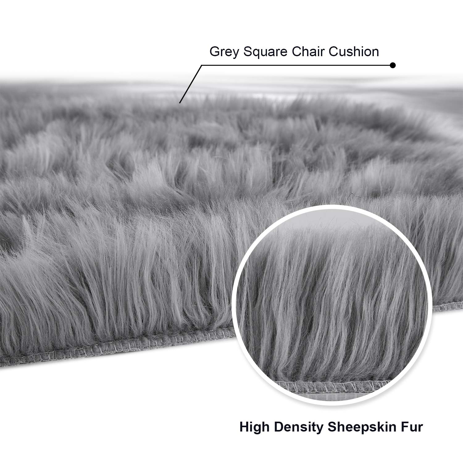 Softlife Black Faux Fur Sheepskin Chair Cover Seats Cushion Pad Super Soft Area Rugs for Living Bedroom Sofa Dorm (1.6ft x 1.6ft)