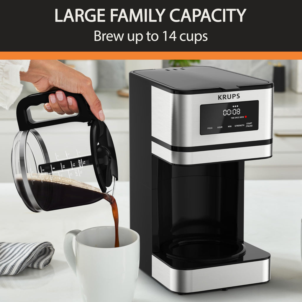 KRUPS Simply Brew Coffee Maker - Multi-Serve 4-in-1 with Stainless Steel Travel Tumbler, Black, 14oz