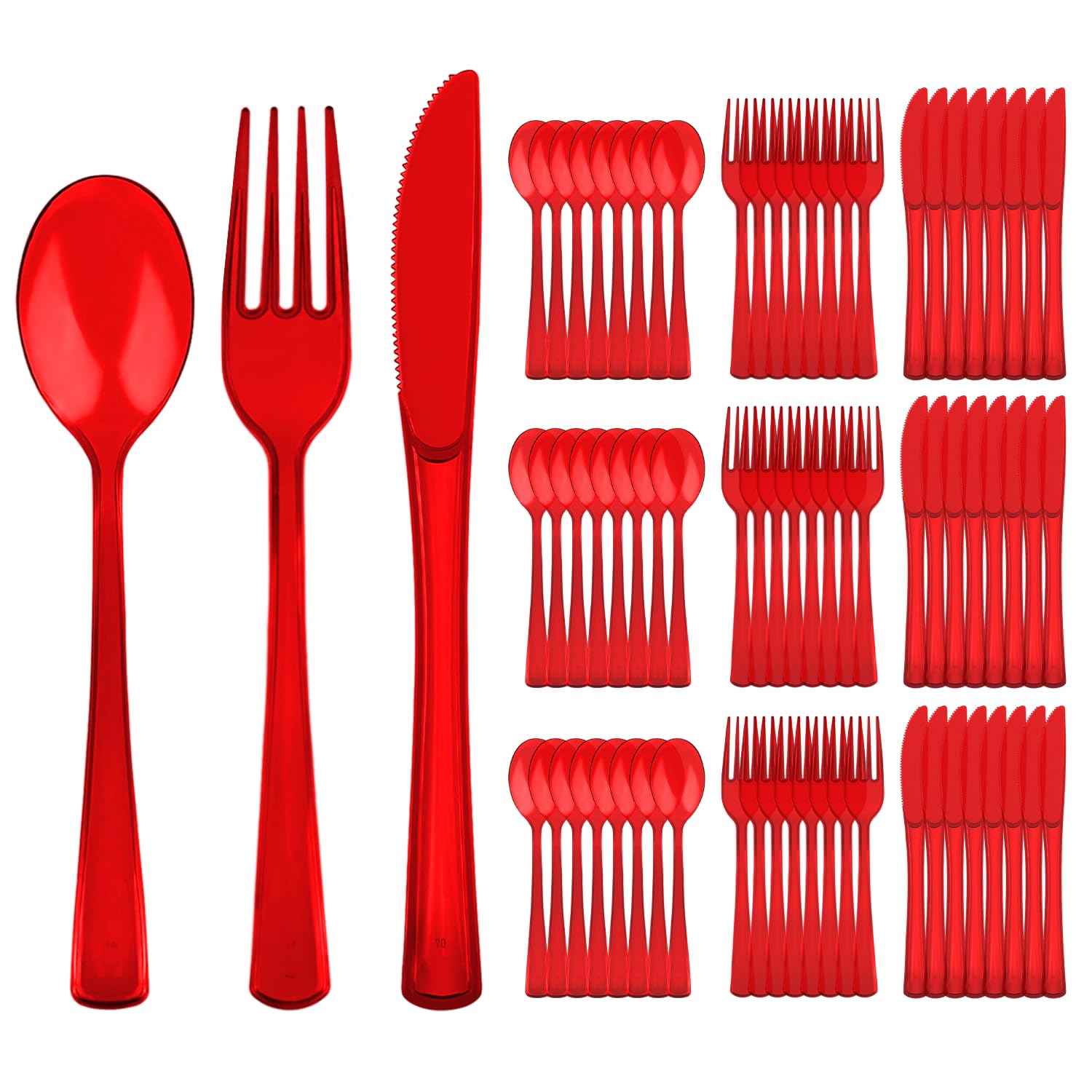 150 Pack Plastic Silverware,Disposable Cutlery Set Heavy Duty Utensil Sets 50 Forks 50 Knives 50 Spoons for Brithday, Wedding,Home School Party Picnics Restaurant Outdoor Events (Black)
