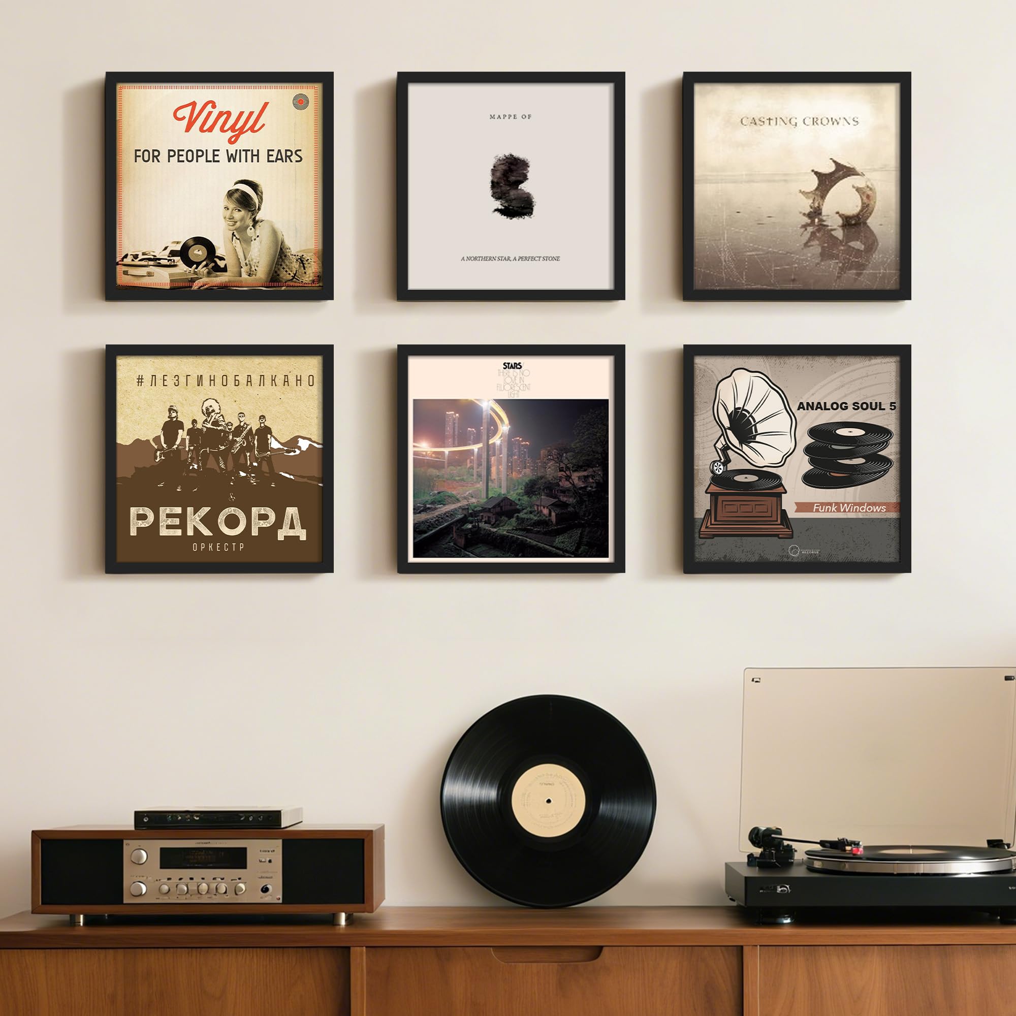 upsimples 12.5x12.5 Record Frame, Vinyl Frames for 12inch Album Cover, Wall Display for Home Decor, Black, 2 Pack