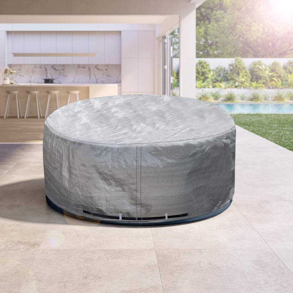 Round Hot Tub Cover Outdoor Waterproof Spa Cover Cap(83''x 20'') 600D Heavy Duty Polyester Hot Tub Cover Protector(Brown)