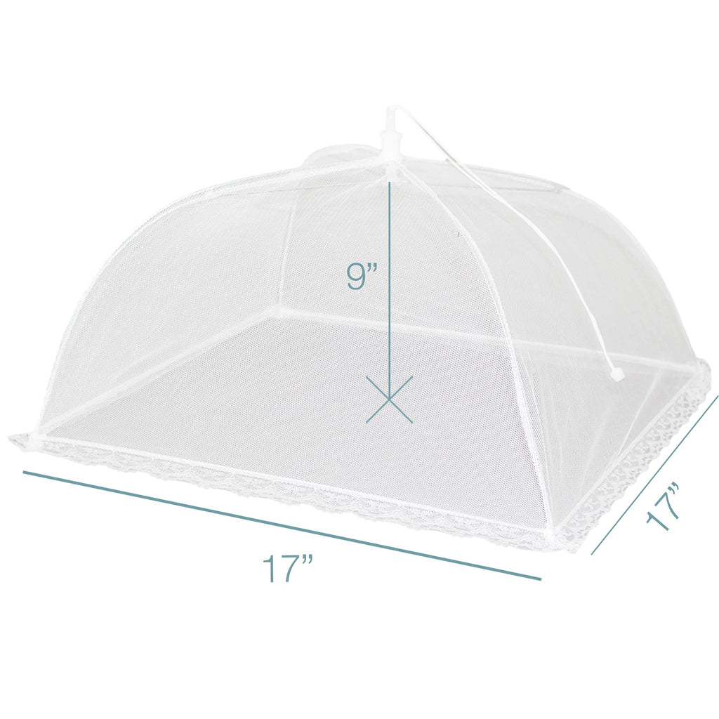 Simply Genius Mesh Food Covers - 12-Pack, 17in x 17in, White - Outdoor Kitchen & Picnic Accessories - Hosting Essentials for Glamping & Tailgating