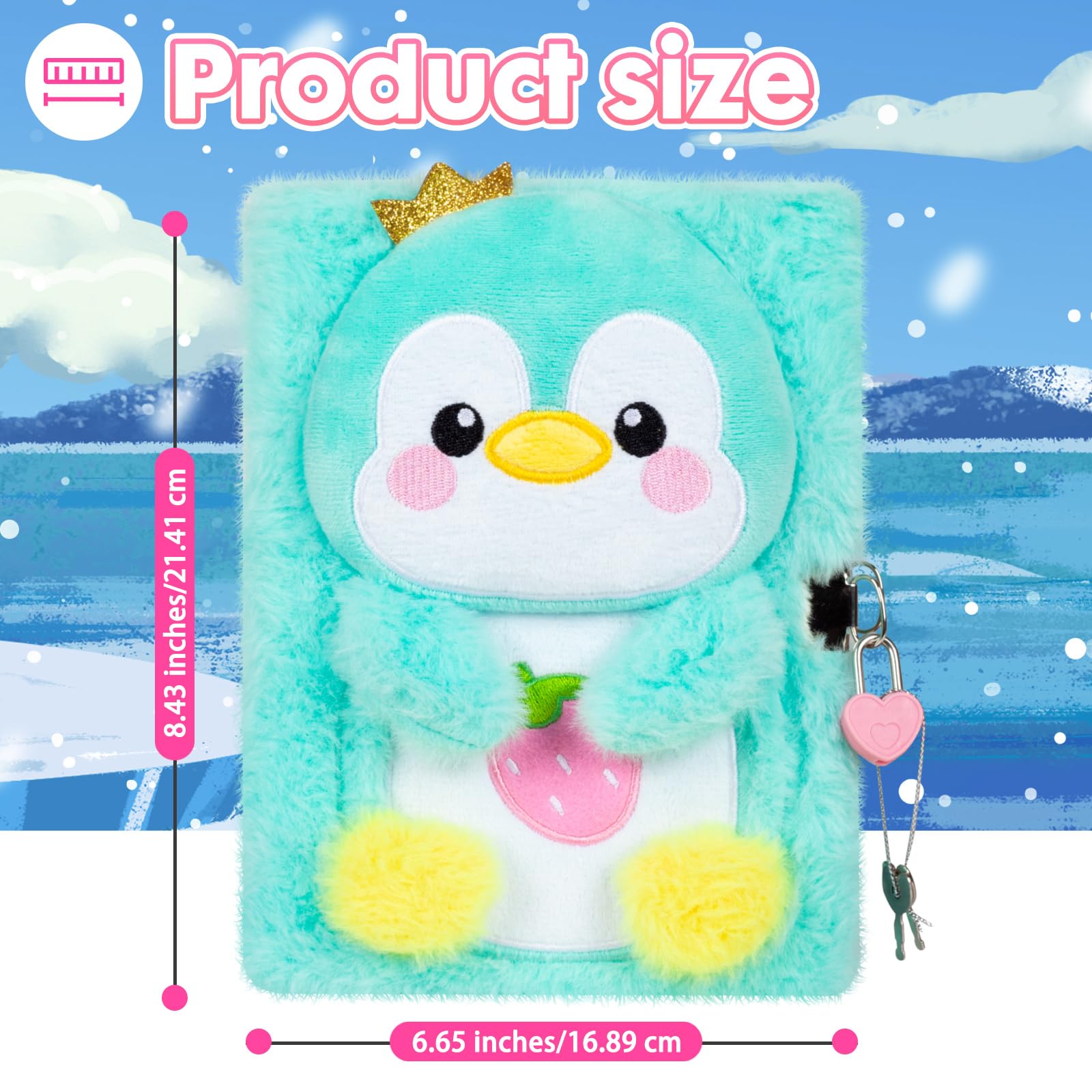 Axolotl Diary for Girls with Lock, Plush Axolotl Toys Gift for Teen Girls, Kids Writing Journal Notebook, Birthday Gifts for Little Girls Ages 5 6 7 8 9 10-12 Year Old