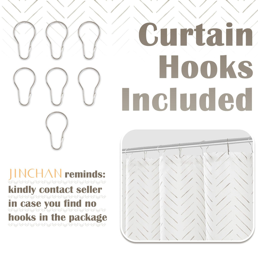 jinchan Small Stall Black and White Shower Curtain 36x72 Inches Inky Herringbone Chevron Zig Zag Waterproof Fabric Modern Farmhouse Shower Curtains for Bathroom with 7 Hooks