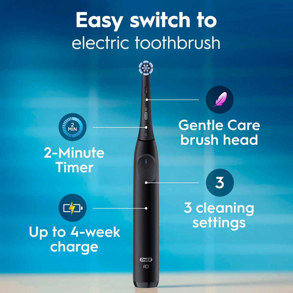 Oral-B Rechargeable Electric Toothbrush, iO2 Starter Kit, 3 Cleaning Modes, Automatic Pressure Sensor to Protect Gums, 2 Brush Heads, Forest Green