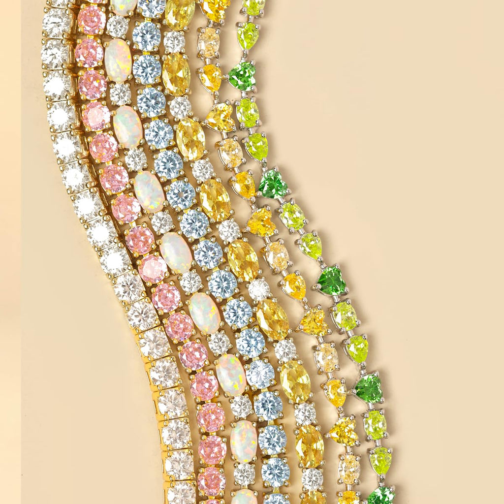 FANCIME Birthstone Bracelets Sterling Silver Tennis Bracelets Charm Fine Jewelry Birthday Gifts for Women 7"