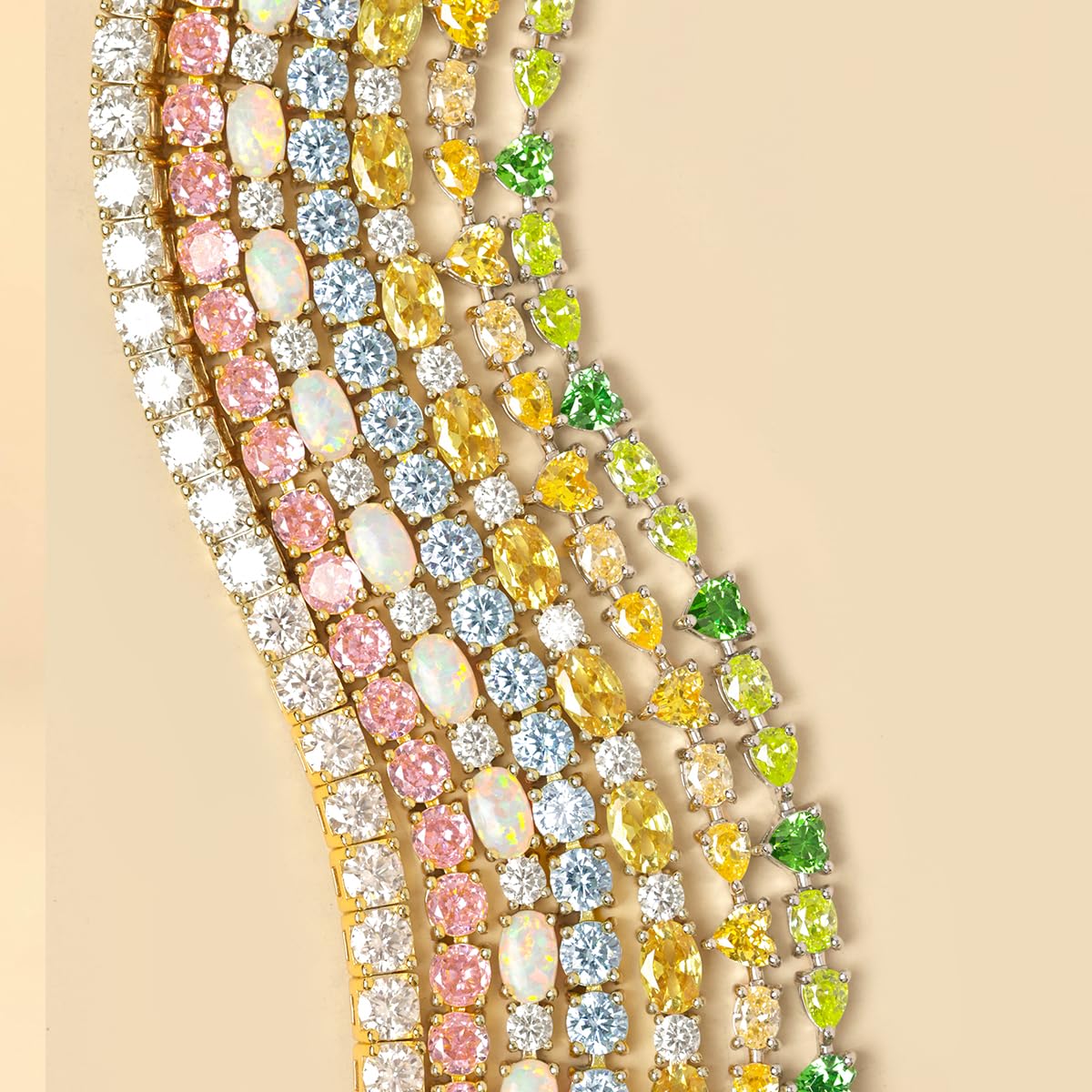 FANCIME Birthstone Bracelets Sterling Silver Tennis Bracelets Charm Fine Jewelry Birthday Gifts for Women 7"