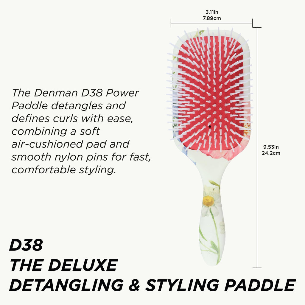 Denman Power Paddle Hair Brush for Quick and Convenient Detangling, Blow Drying and Styling - Combination of D3 Styling Pens & Paddle Brush - For Men and Women P038