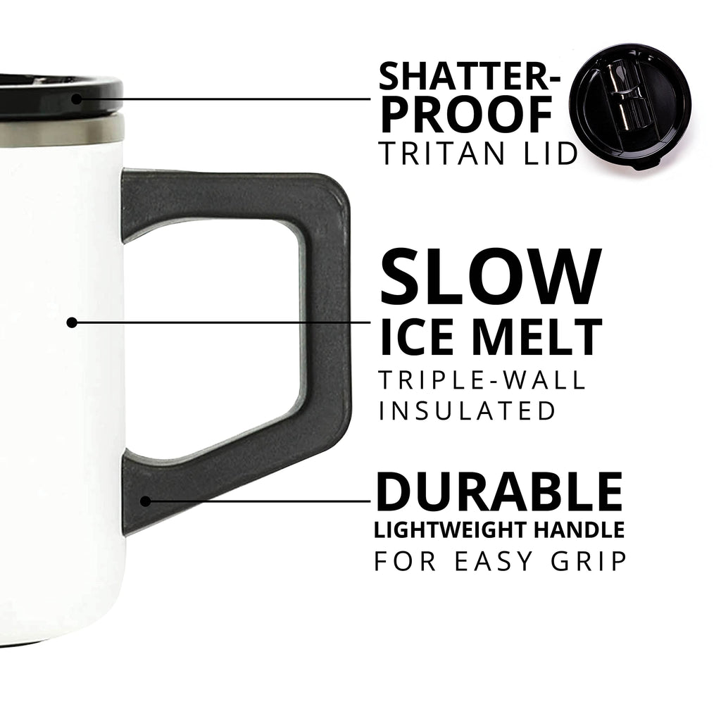 Elemental Insulated Coffee Mug - Triple-Wall Stainless Steel Summit Travel Cup for Hot and Cold Drinks - Thermal Coffee Mug with Lid and Handle for Camping, Office & Travel 12oz - Black