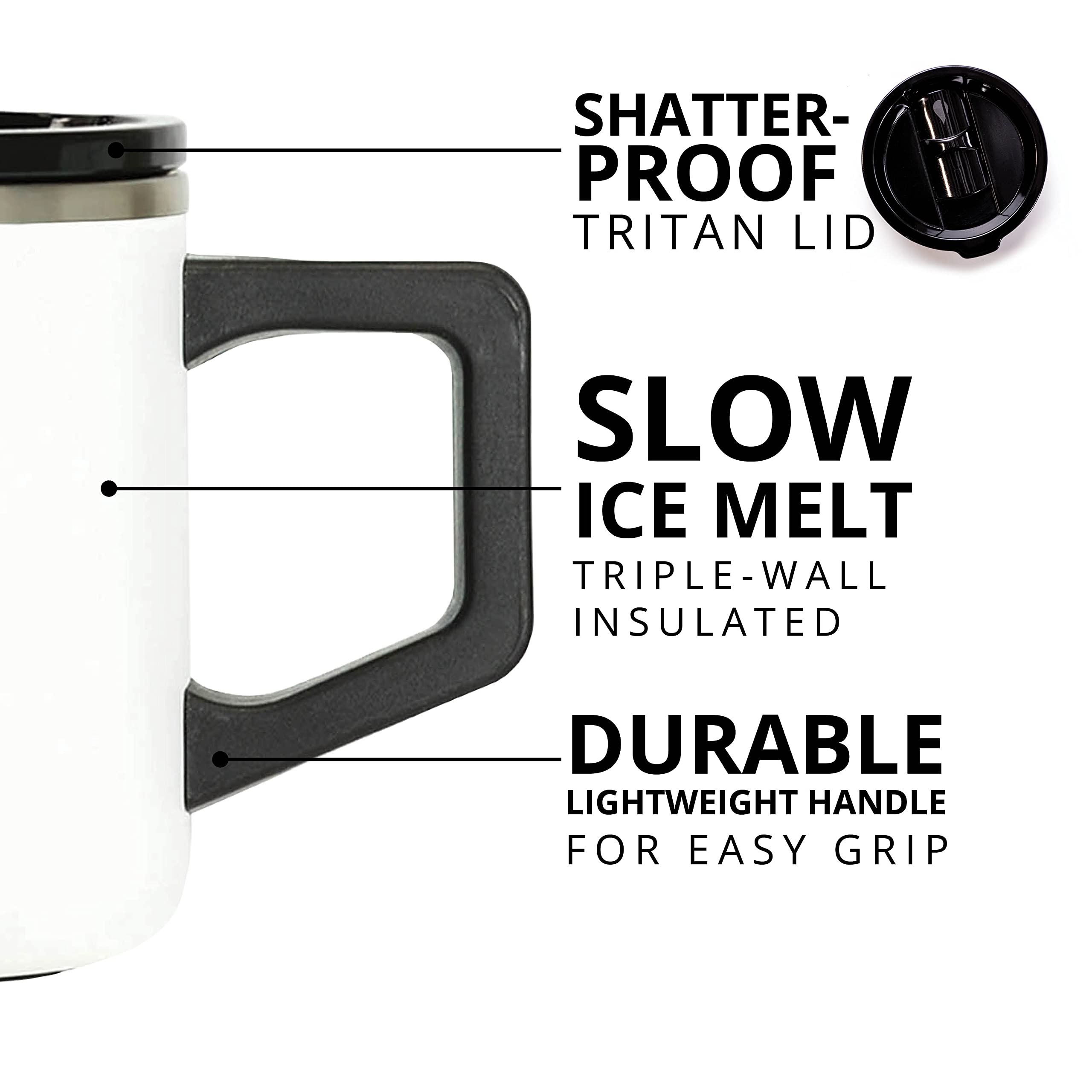 Elemental Insulated Coffee Mug - Triple-Wall Stainless Steel Summit Travel Cup for Hot and Cold Drinks - Thermal Coffee Mug with Lid and Handle for Camping, Office & Travel 12oz - Black