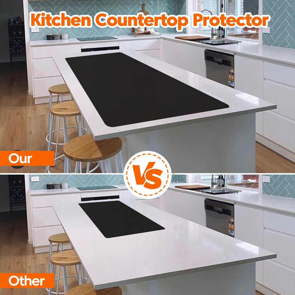 Large Silicone Mat, 72”x16” Heat Resistant Mats for Countertop, Cuttable Waterproof Kitchen Counter Mat, Multipurpose Countertop Protector Mat, Silicone Mats for Kitchen Counter (Black)
