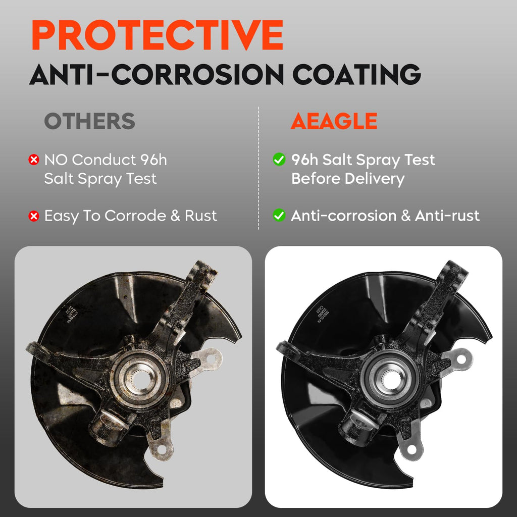 Front Left Steering Knuckle & Wheel Bearing Hub Assembly for Honda Civic 2006 2007 2008 2009 2010 2011, without Si MUGEN Si Model, 698-451 698451 44300SNA952 44300TR0951, Driver Side