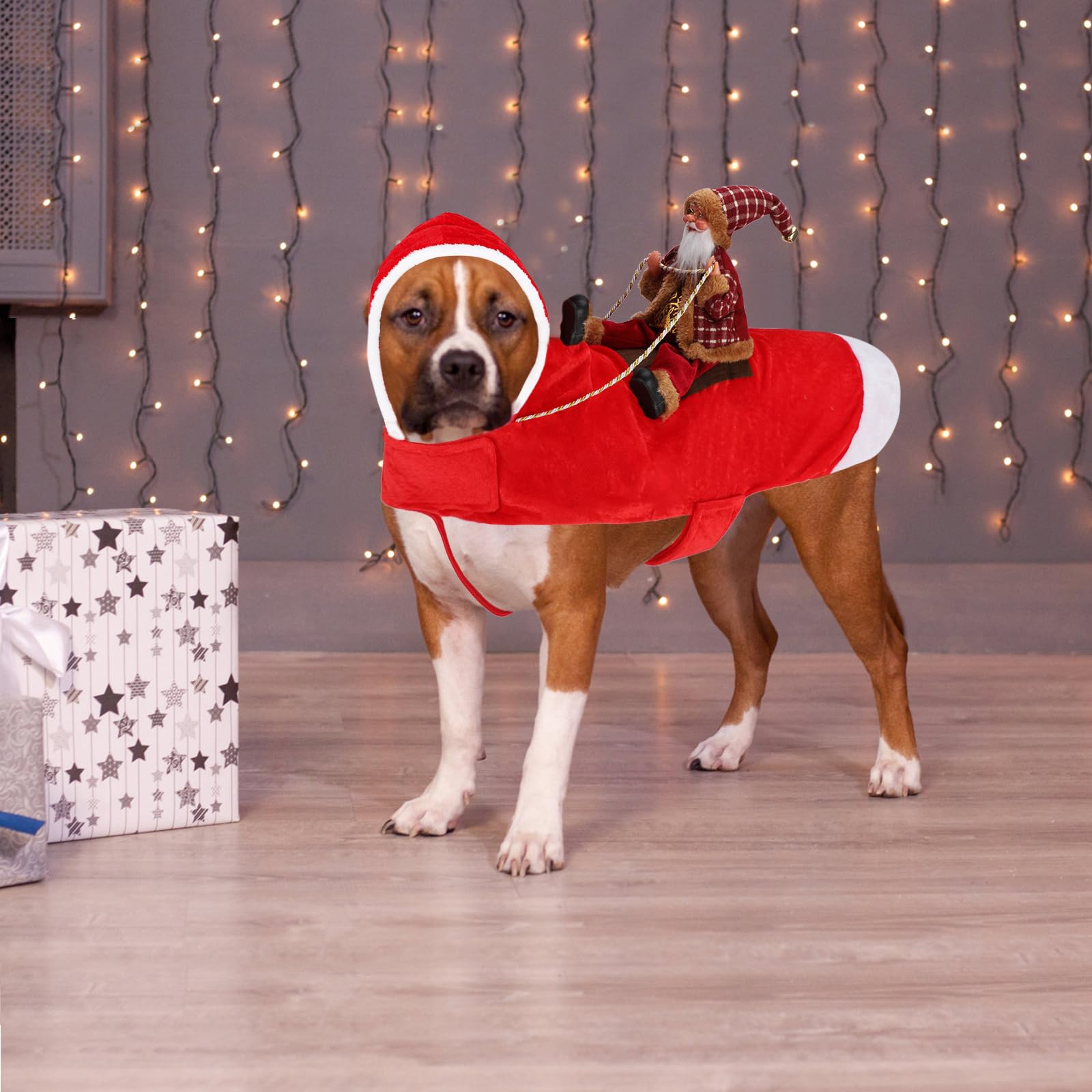 BWOGUE Santa Dog Costume Christmas Pet Clothes Santa Claus Riding Pet Cosplay Costumes Party Dressing up Dogs Cats Outfit for Small Medium Large Dogs Cats