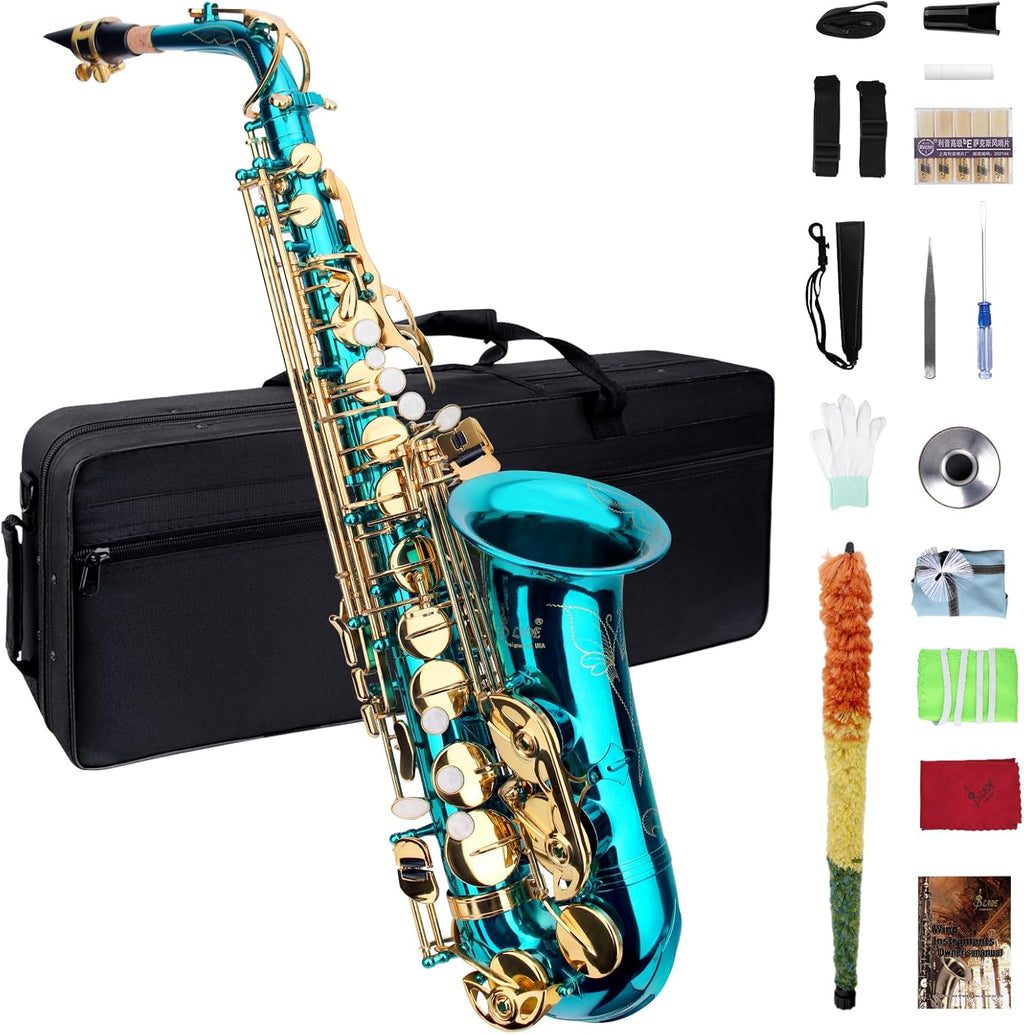 Eb Sky Blue Alto Saxophone - Beginner & Student Model, Professional Quality