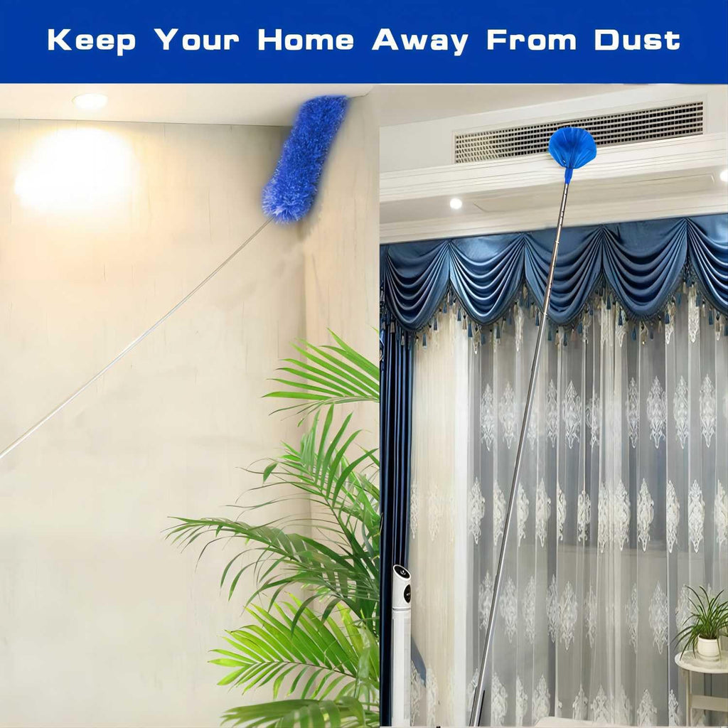 Buysenton Microfiber Duster, 8PCS Feather Duster with 100 Inch Telescoping Extension Pole, Reusable Bendable Dusters, Washable Lightweight Dusters for Ceilings Fans(2023 UAGRED)