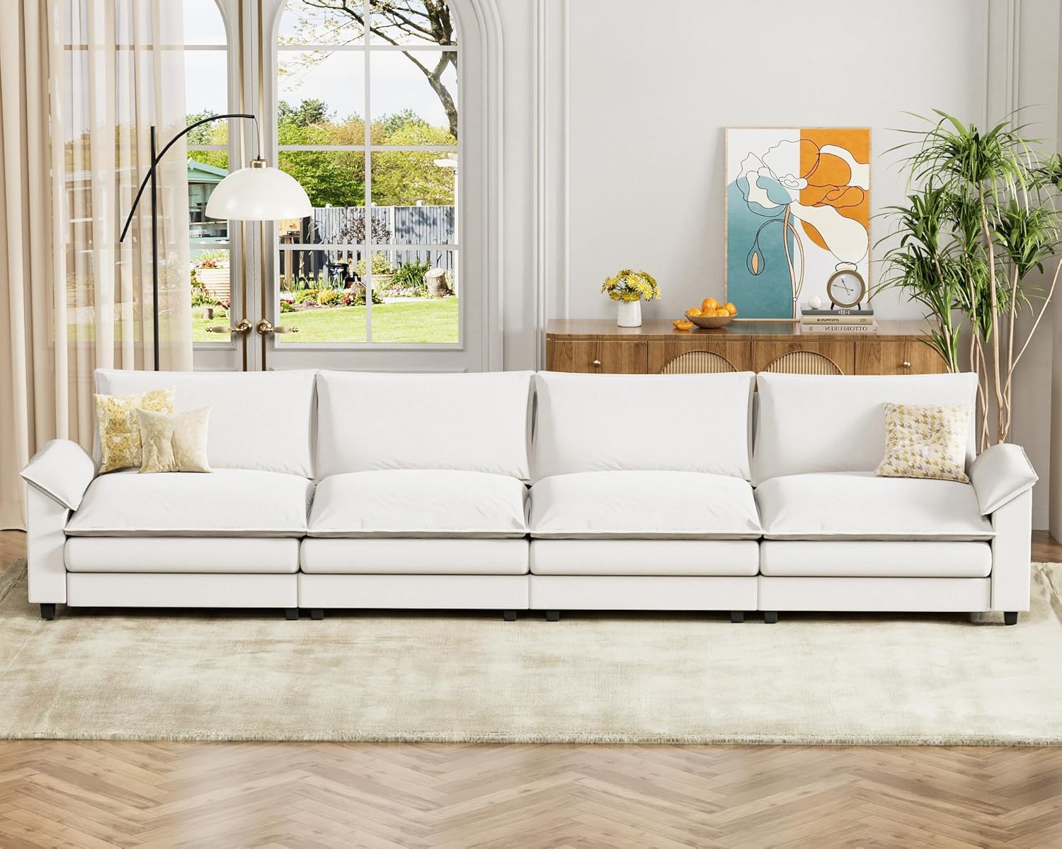 Homall 80" Modular Sectional Sofa, Loveseat Sofa Couch with Double-Layer Cushion, DIY Combination Chenille Deep 2-Seat Cloud Couch for Living Room, Apartment (Bright Grey, Loveseat Sofa)