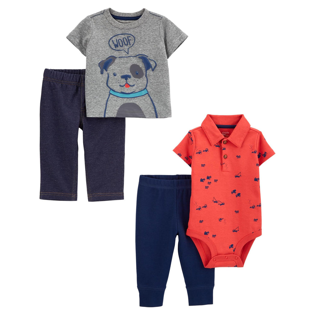Simple Joys by Carter's Baby Boys 4-piece Bodysuit, Top, and Pant Set
